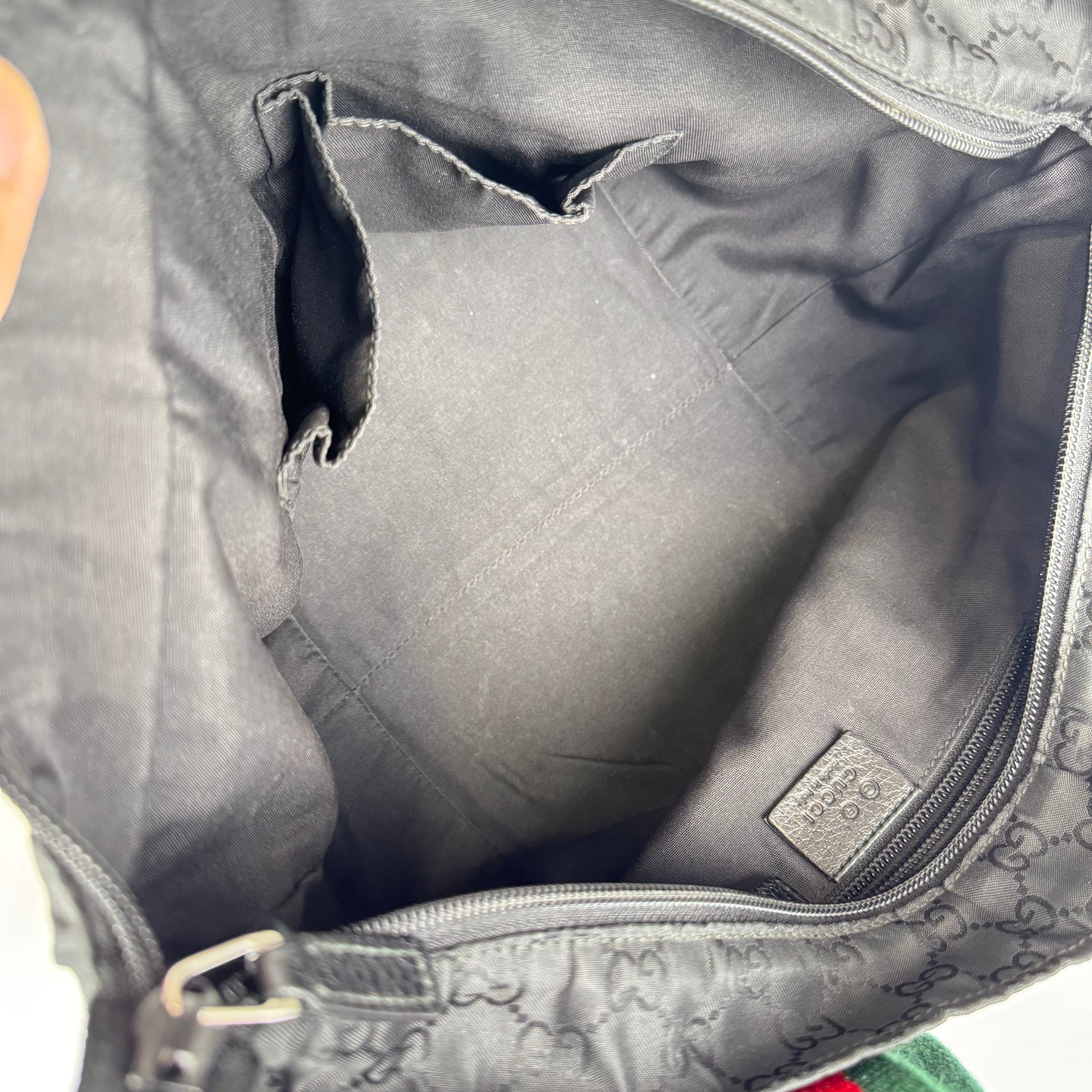 Gucci GG Canvas Medium Web Bucket Tote Black- Pre Owned