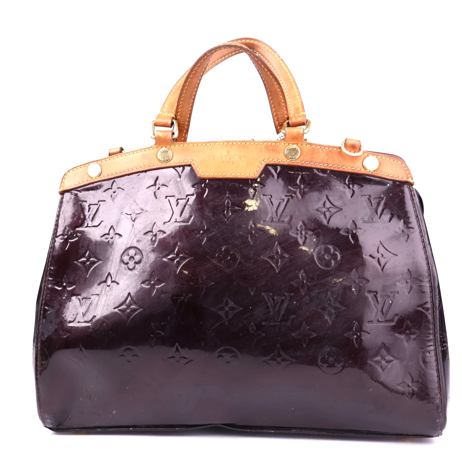 J3397 Louis Vuitton Amarante Monogram Vernis Brea MM Bag- Pre Owned