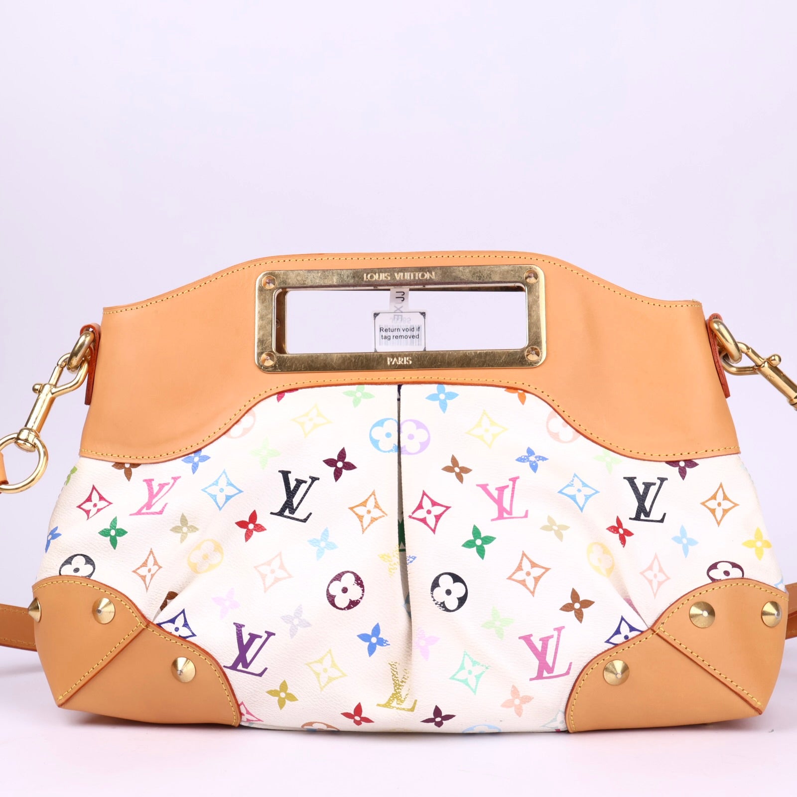 J3385 Louis Vuitton White Monogram Multicolor Judy MM Bag- Pre Owned