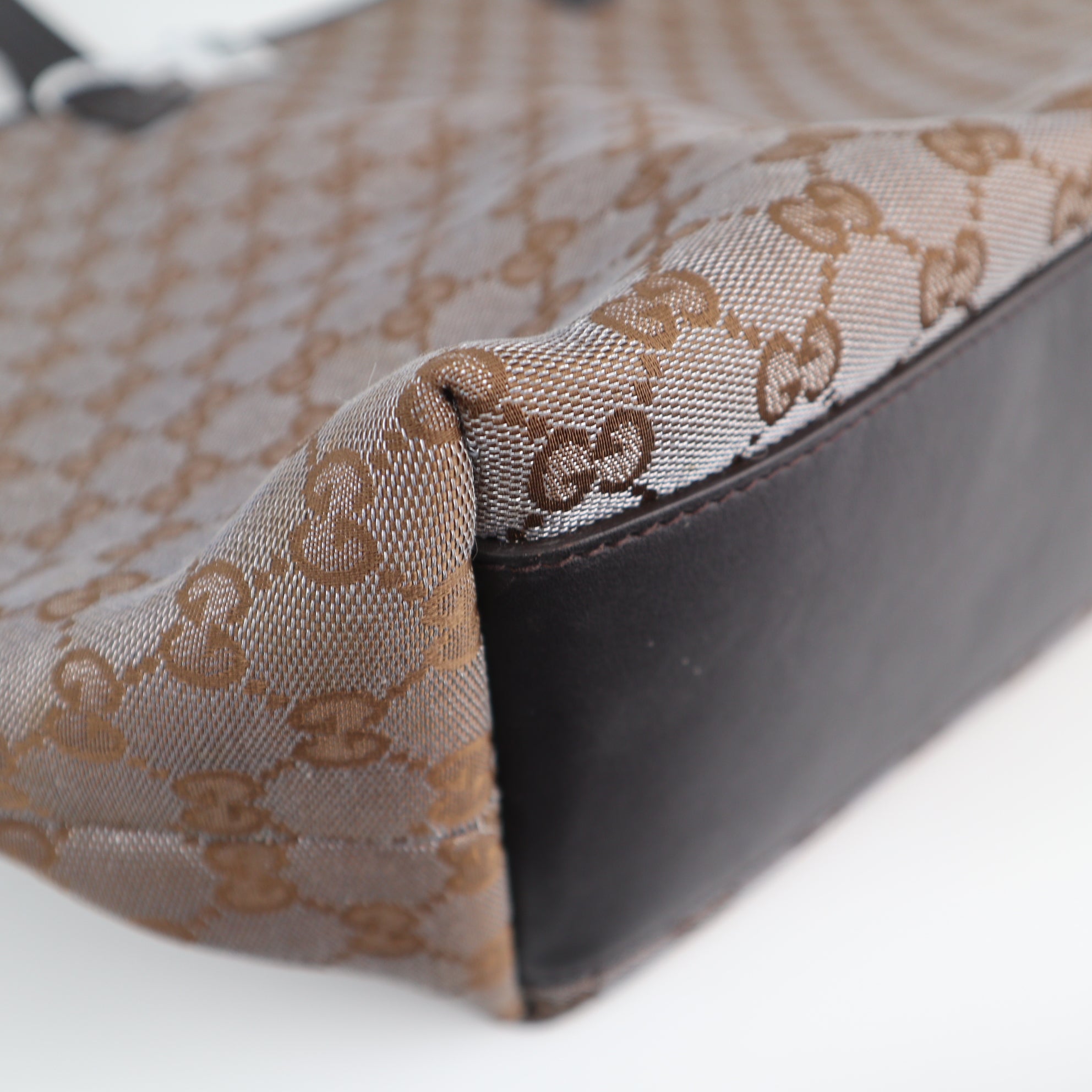C2201 Gucci Tote Bag GG Canvas Tote Bag | Pre-Owned Excellent Brown GG canvas, leather trim