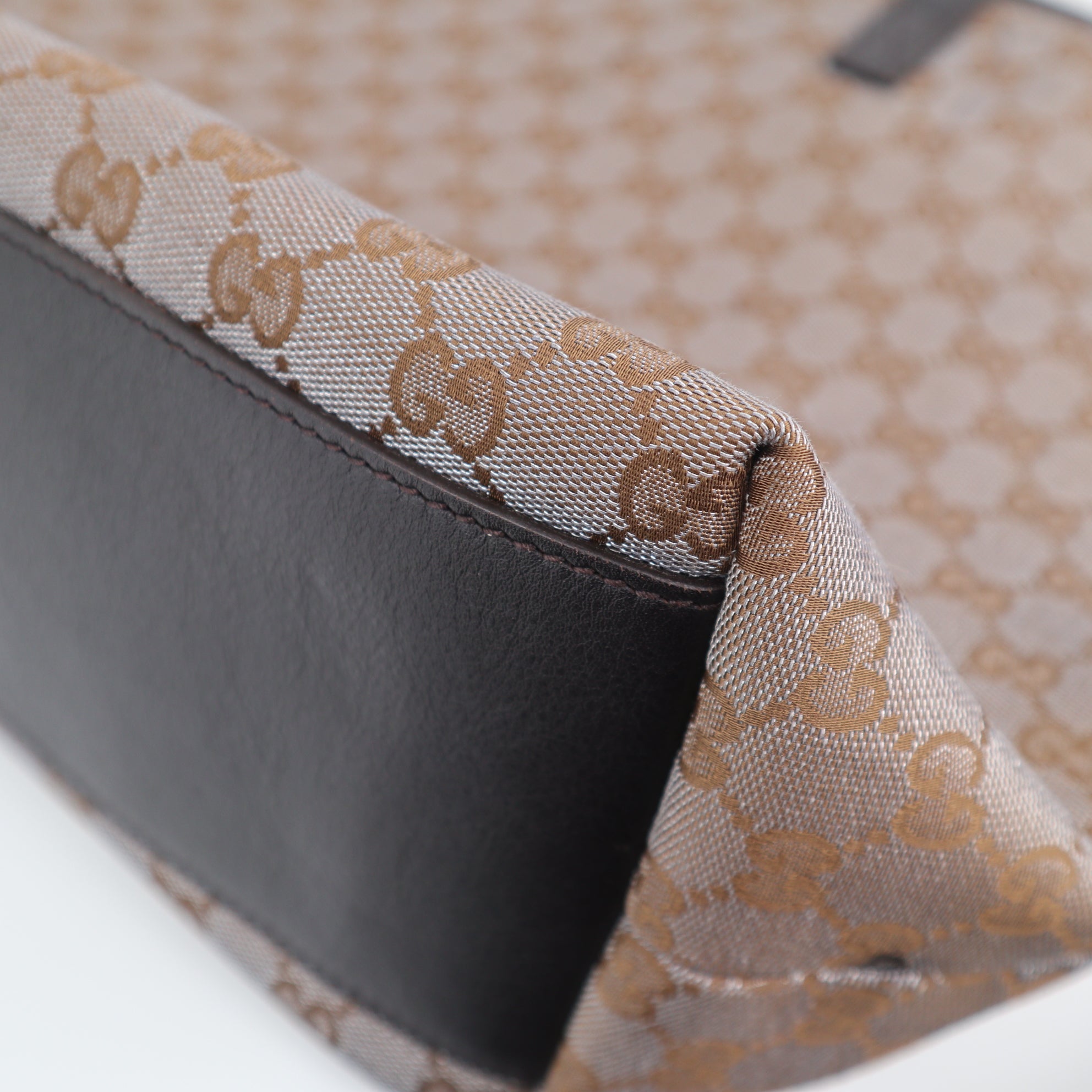 C2201 Gucci Tote Bag GG Canvas Tote Bag | Pre-Owned Excellent Brown GG canvas, leather trim