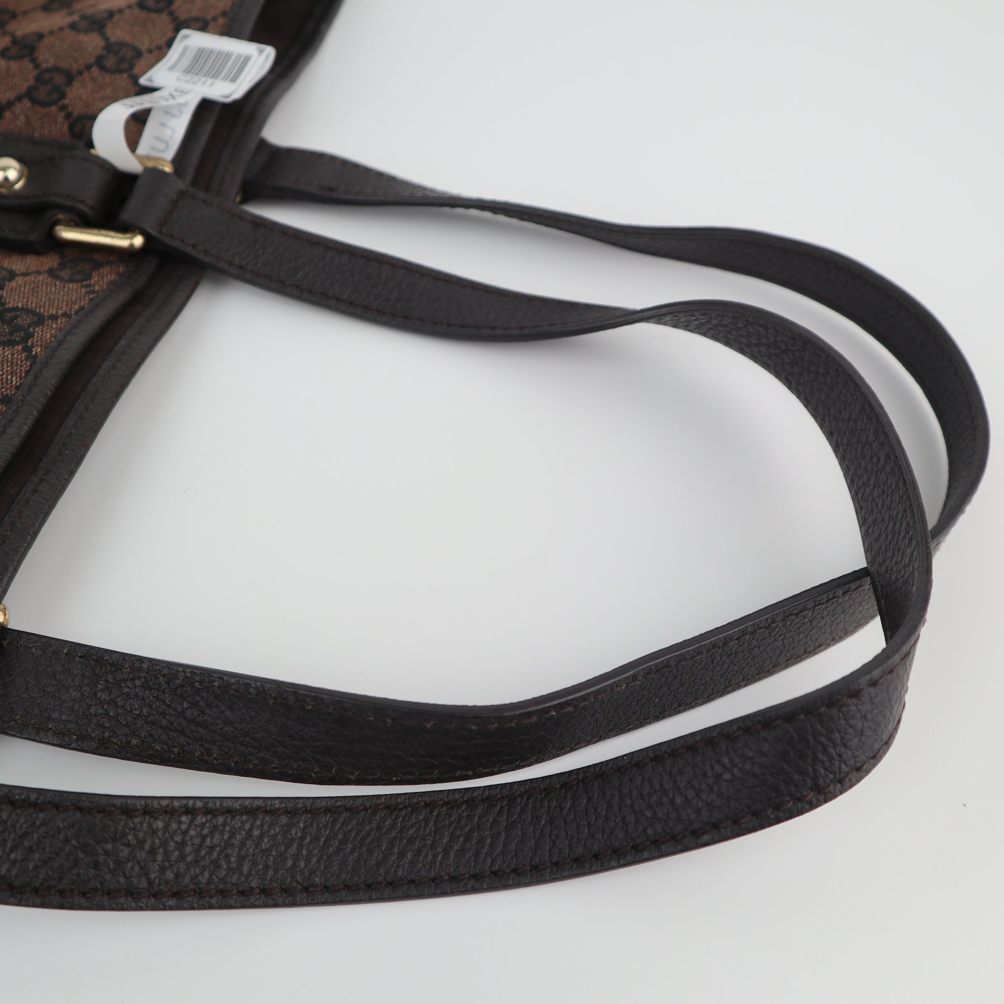 C2211 Gucci Tote Bag GG Canvas Tote Bag | Pre-Owned Excellent Dark Brown GG canvas, leather trim