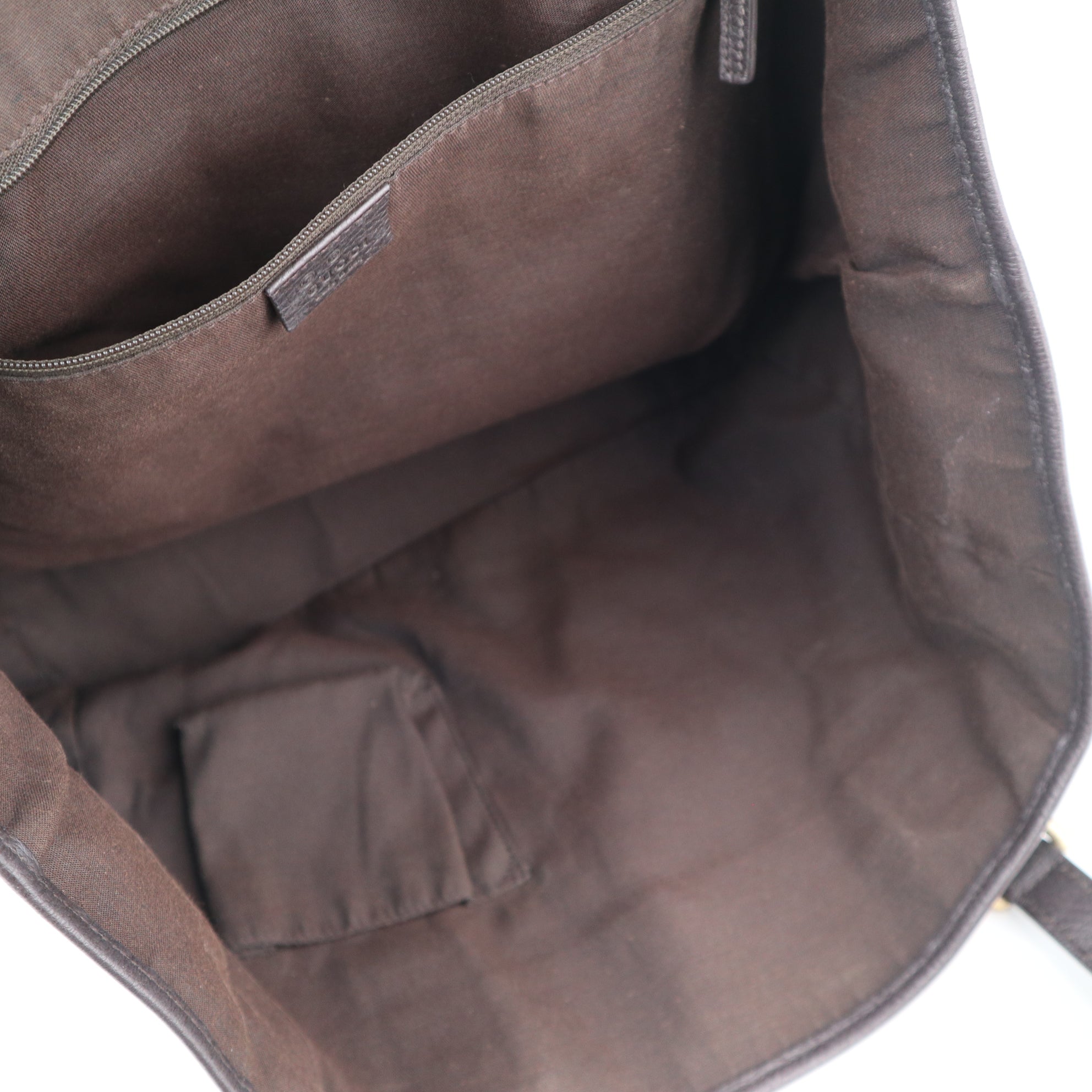 C2211 Gucci Tote Bag GG Canvas Tote Bag | Pre-Owned Excellent Dark Brown GG canvas, leather trim