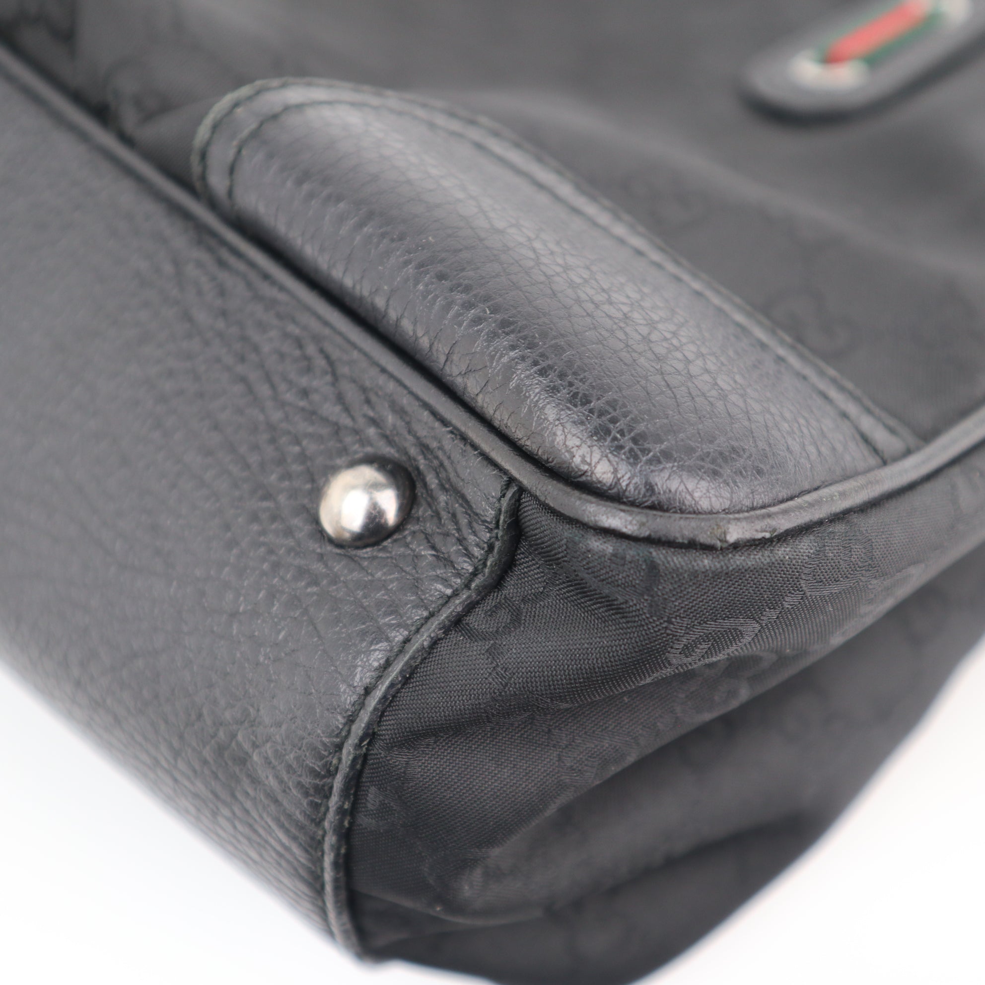 C2215 Gucci Tote Bag Monogram GG Nylon Princy Tote Bag | Pre-Owned Excellent Black GG nylon, leather trim