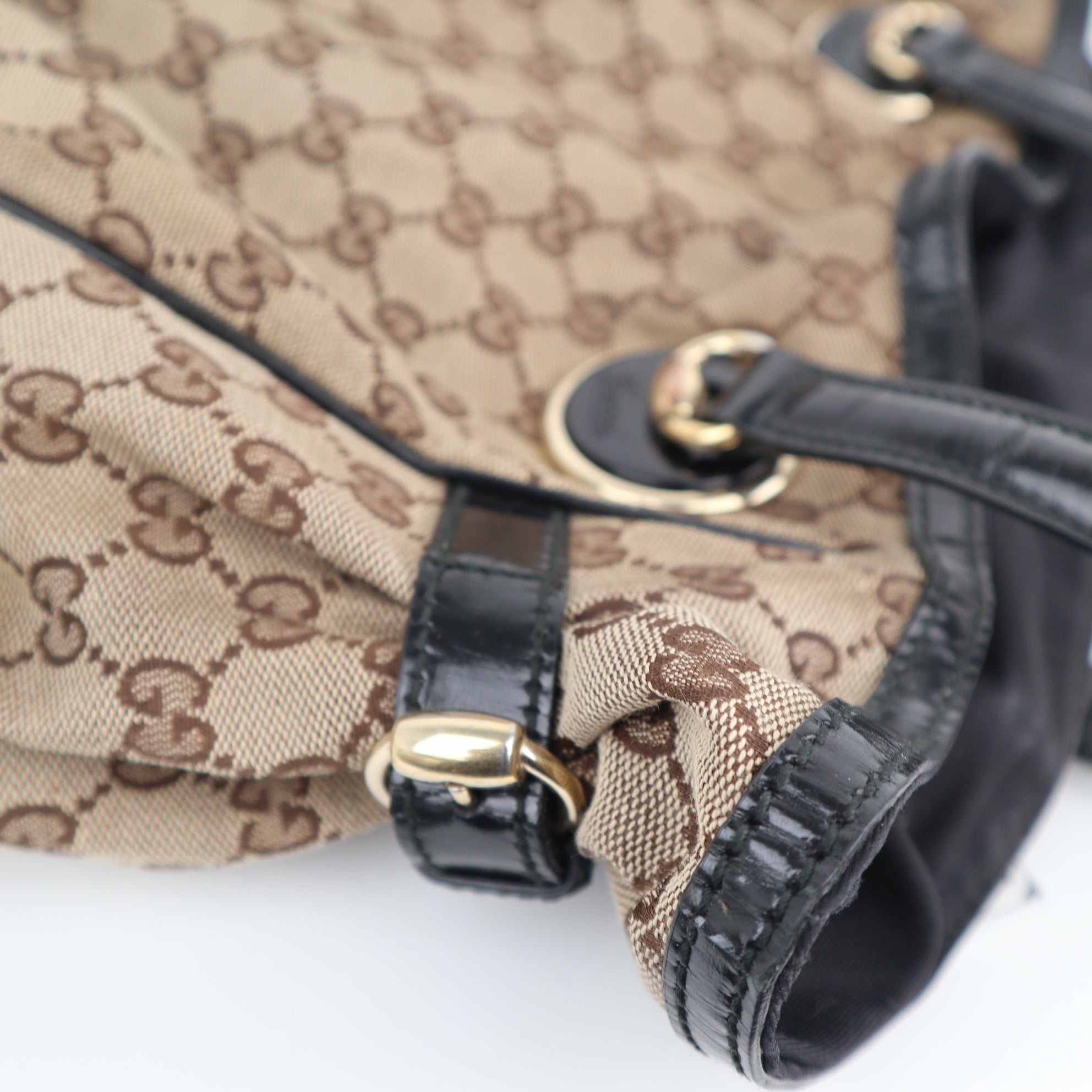 C2217 Gucci Tote Bag Full Moon Patent Leather Large Tote Bag | Pre-Owned Very Good Black patent leather