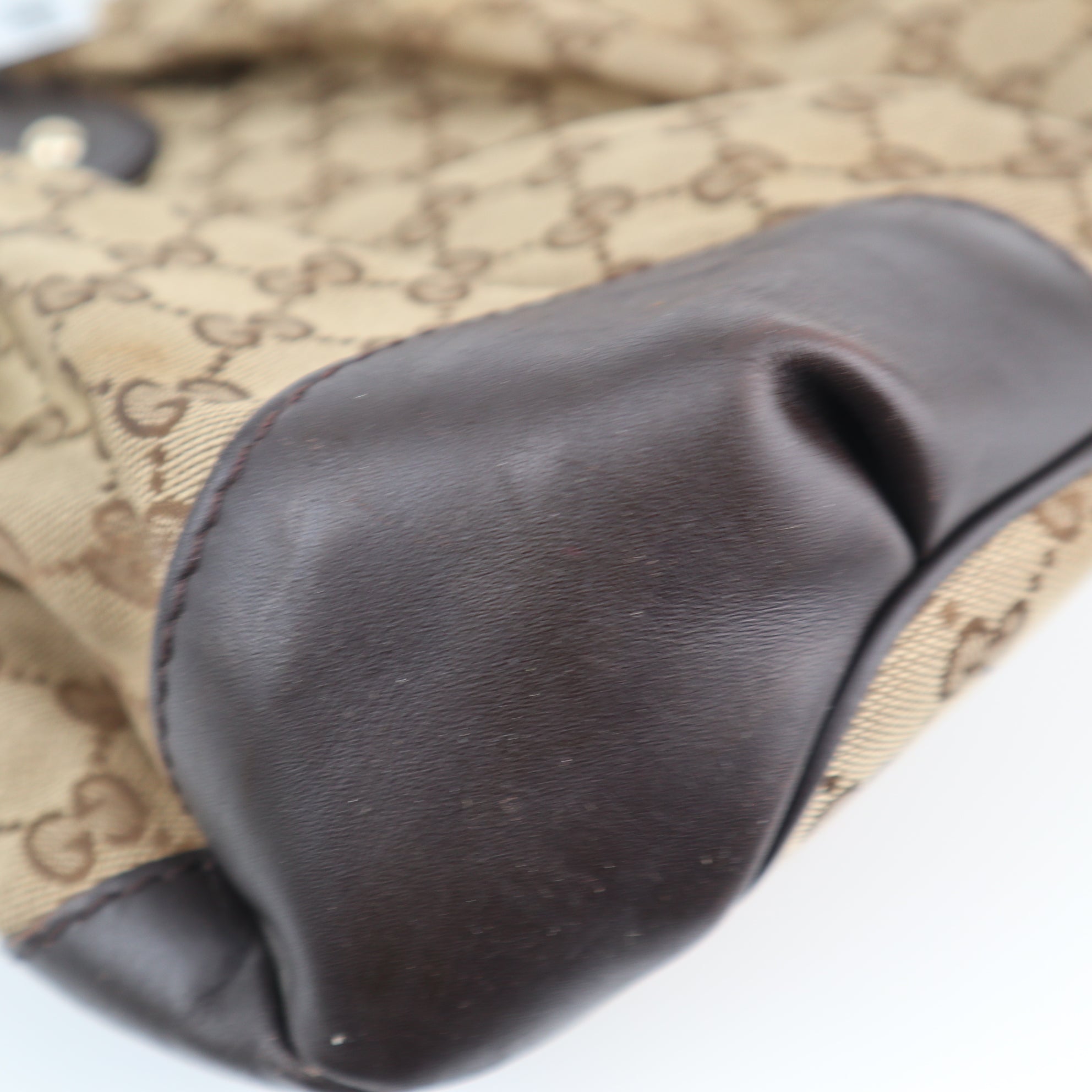 C2219 Gucci Tote Bag GG Canvas Sukey Tote Bag | Pre-Owned Very Good Brown GG canvas, leather trim