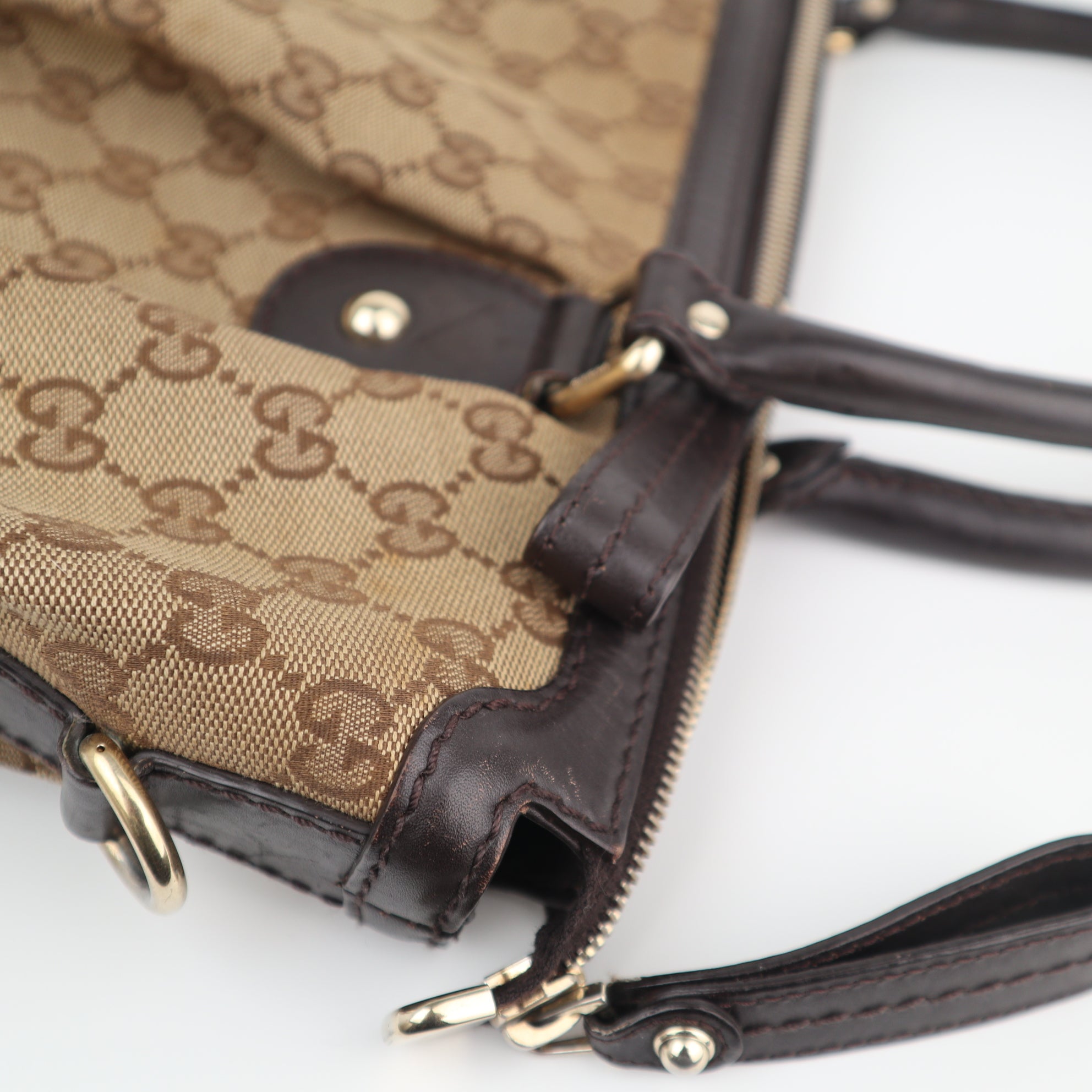 C2219 Gucci Tote Bag GG Canvas Sukey Tote Bag | Pre-Owned Very Good Brown GG canvas, leather trim