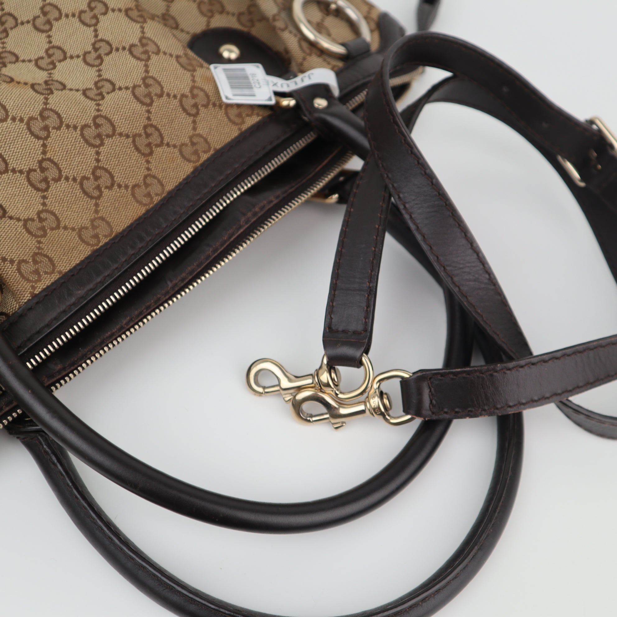 C2219 Gucci Tote Bag GG Canvas Sukey Tote Bag | Pre-Owned Very Good Brown GG canvas, leather trim