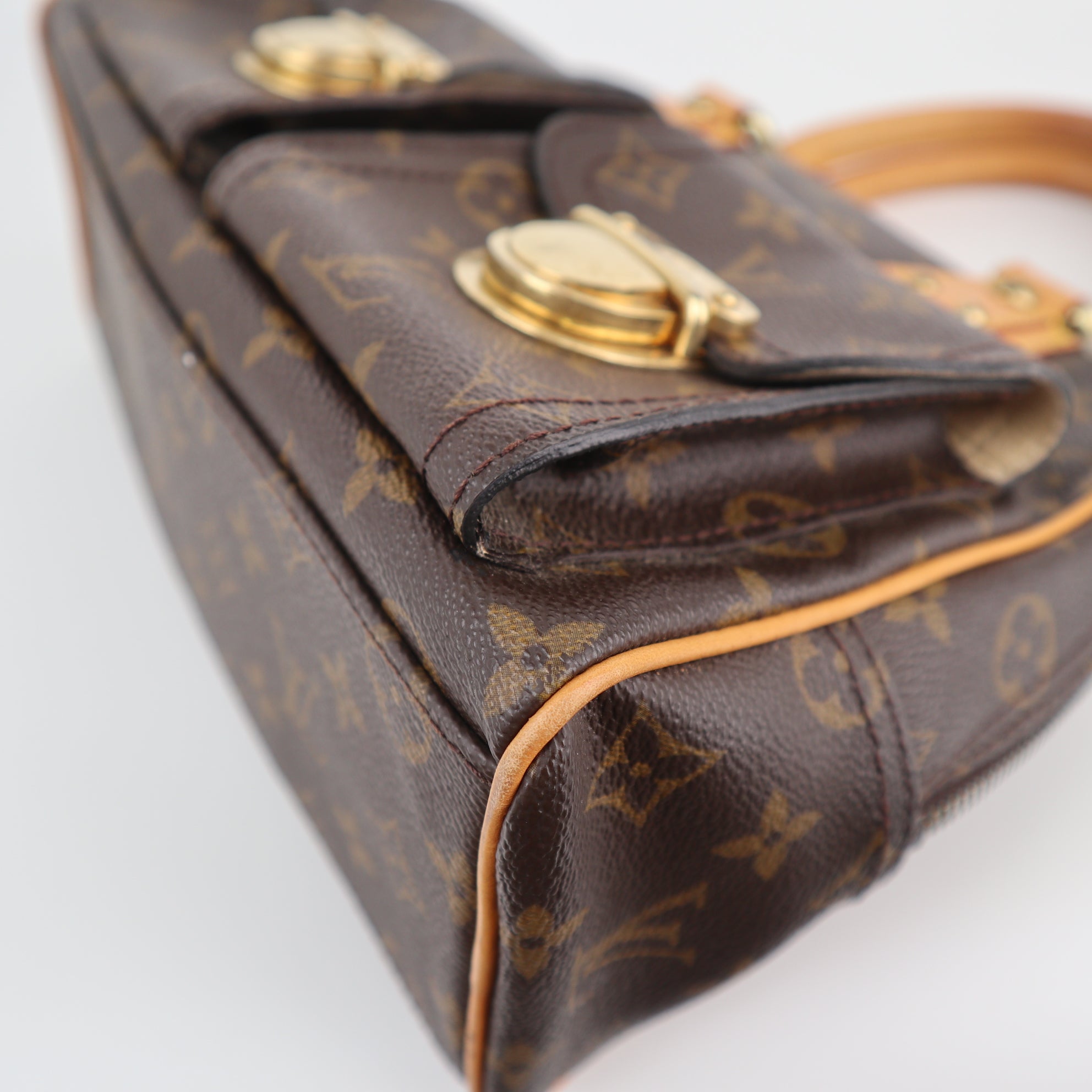 C2223 Louis Vuitton Top Handle Bag Manhattan PM | Pre-Owned Very Good Brown Monogram