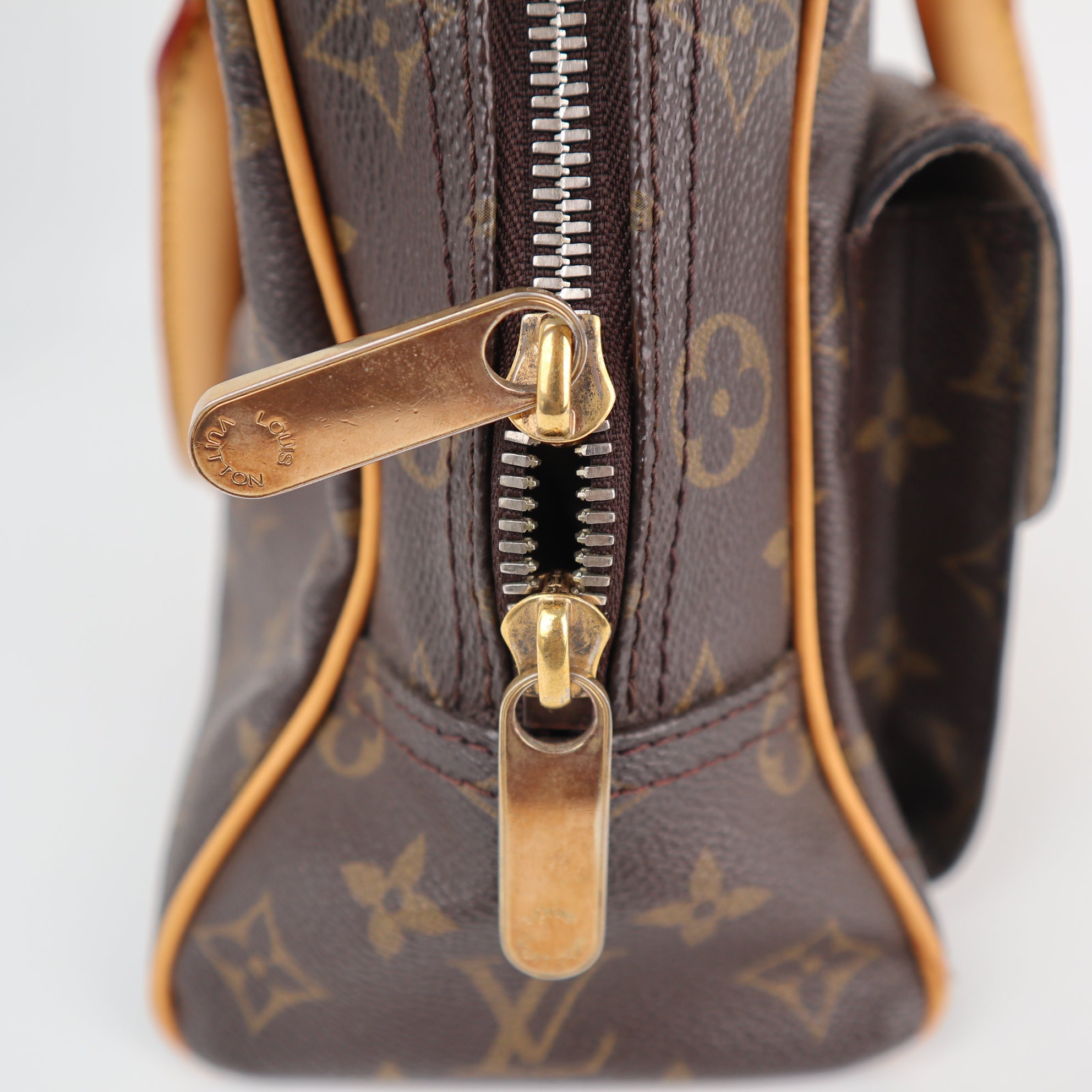C2223 Louis Vuitton Top Handle Bag Manhattan PM | Pre-Owned Very Good Brown Monogram