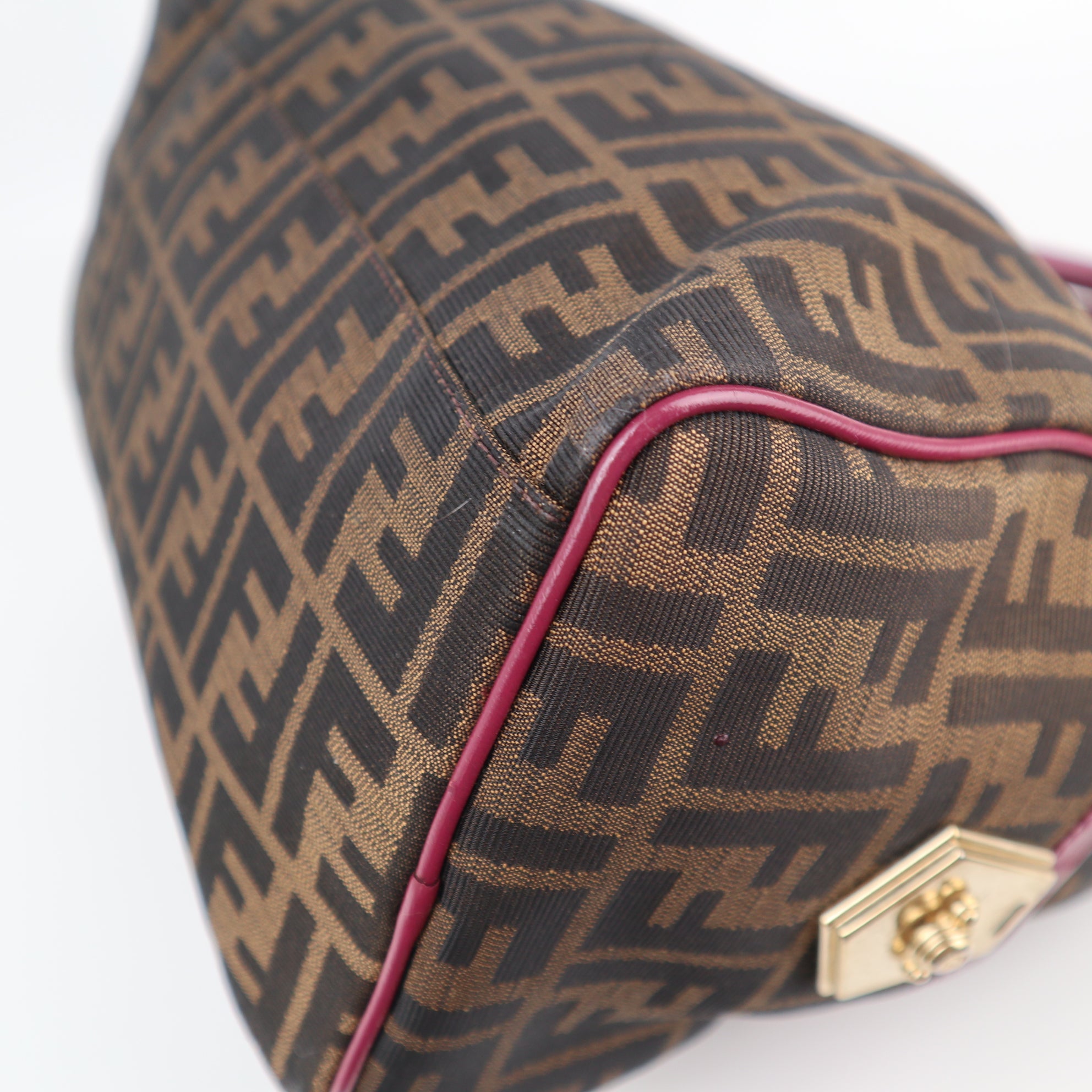 C2226 Fendi Top Handle Bag Zucca Small Boston | Pre-Owned Very Good Brown Zucca logo