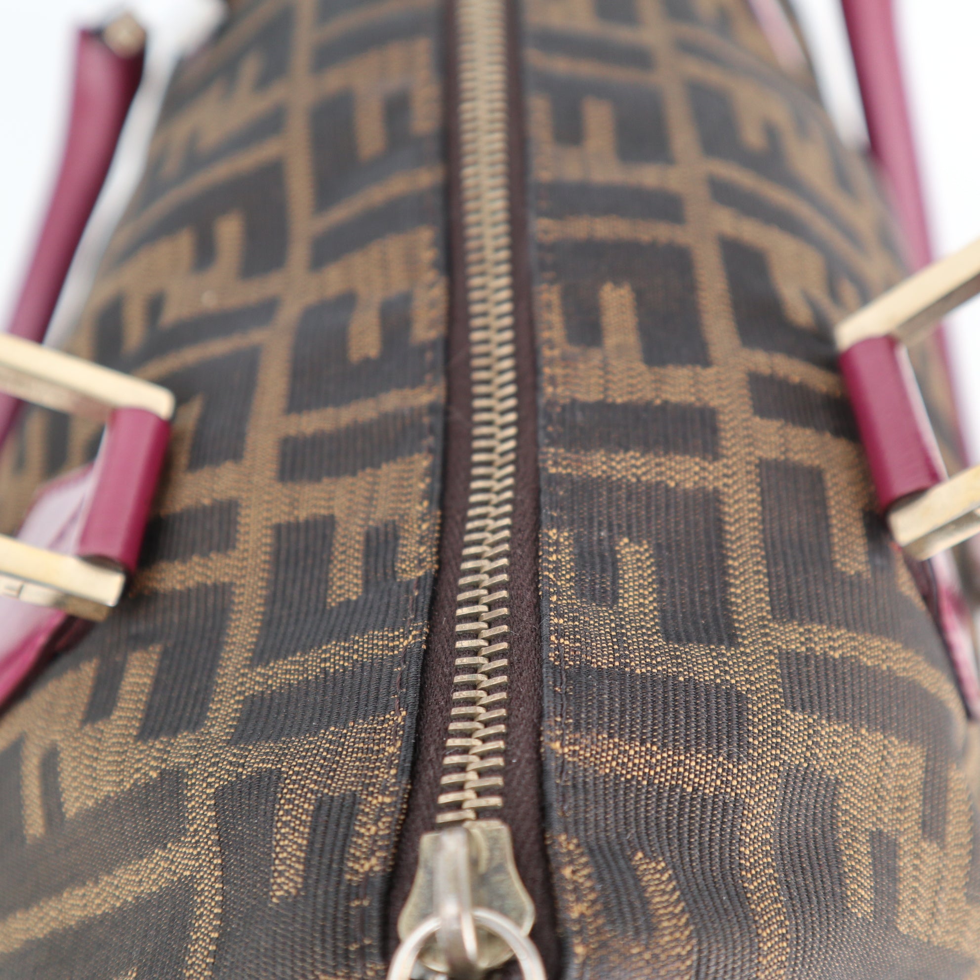 C2226 Fendi Top Handle Bag Zucca Small Boston | Pre-Owned Very Good Brown Zucca logo