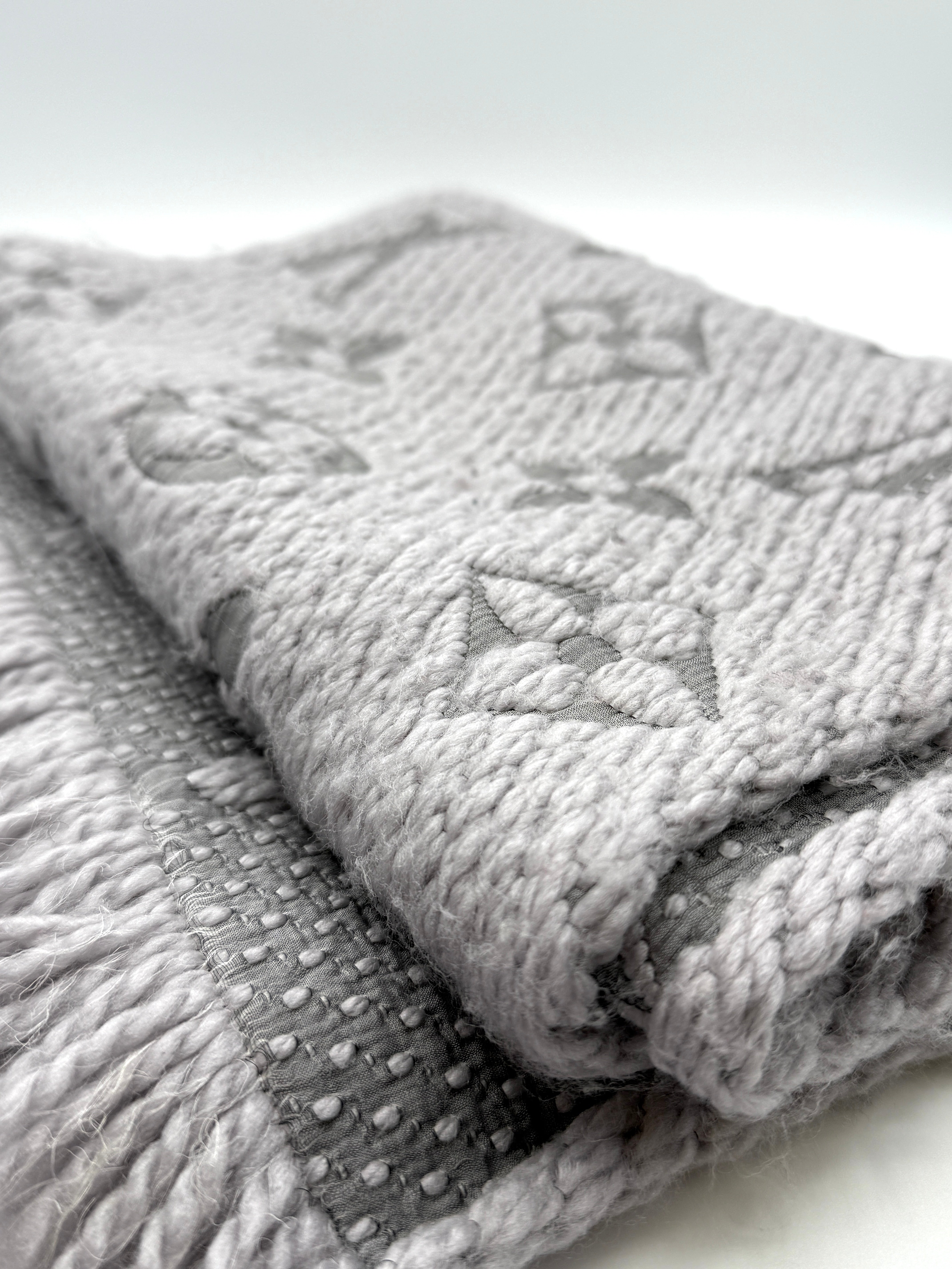 Louis Vuitton Scarf Echarpe Logomania Wool/Silk Gris Perle (Grey) M74742