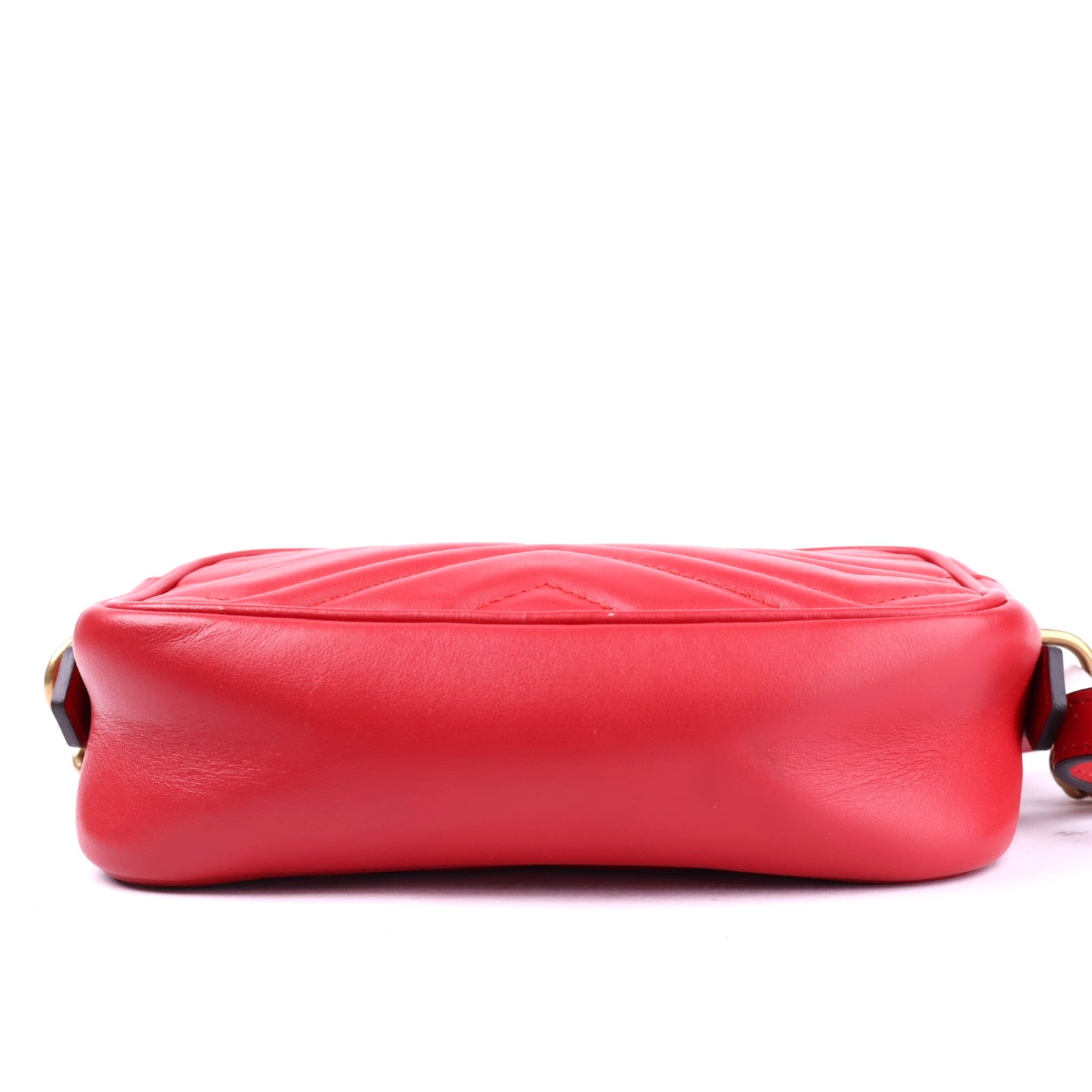 J2105 Gucci Red Quilted Leather Marmont Small Camera Bag- Pre Owned