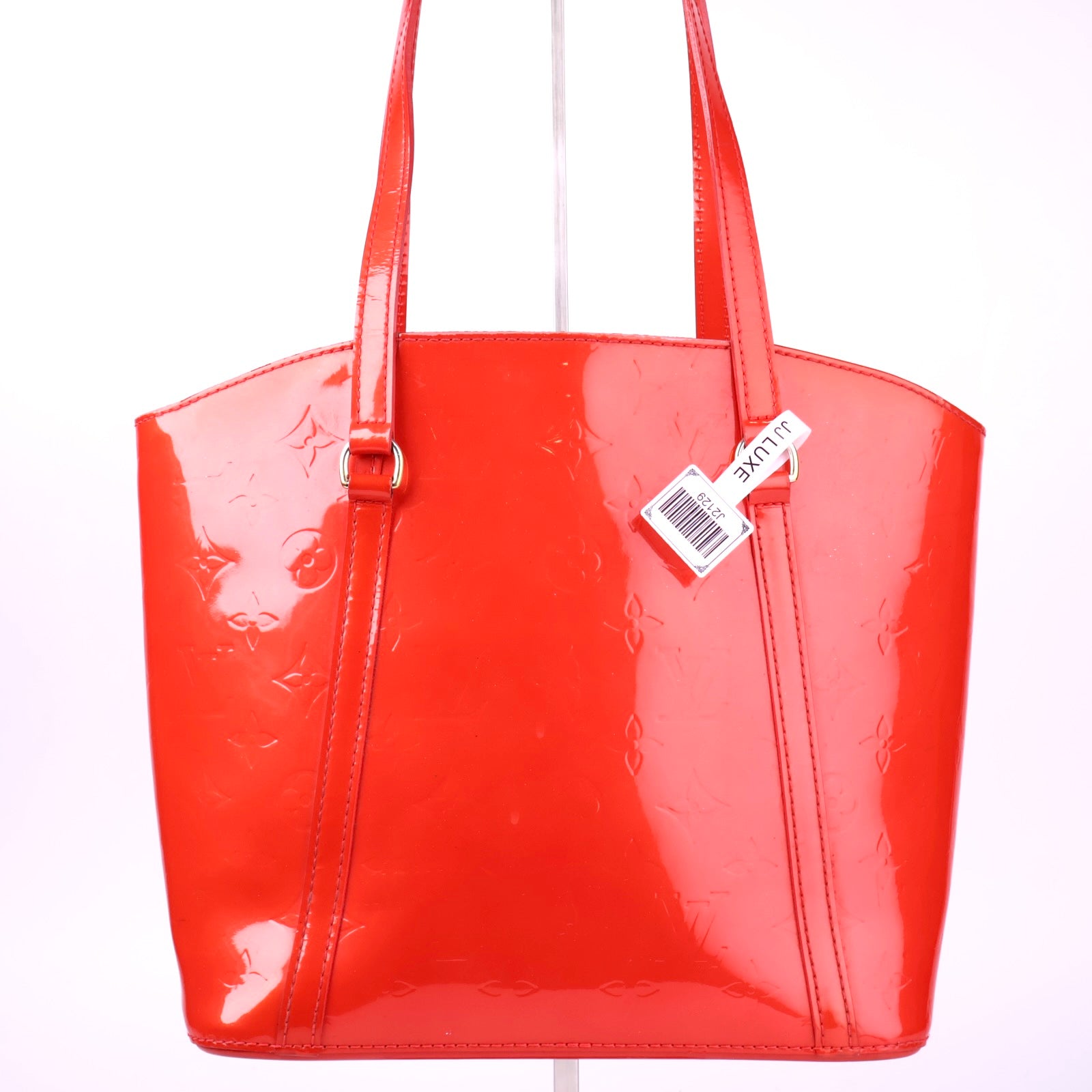 J2129 Louis Vuitton Red Monogram Vernis Avalon Handbag- Pre Owned