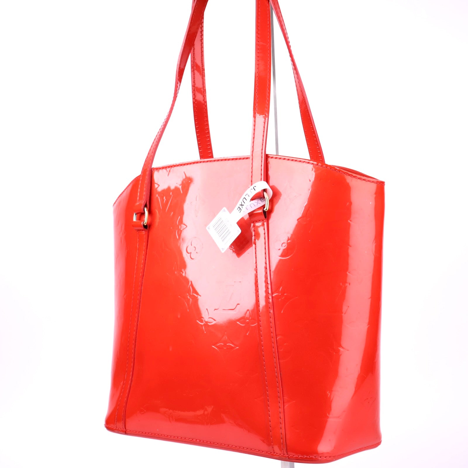 J2129 Louis Vuitton Red Monogram Vernis Avalon Handbag- Pre Owned