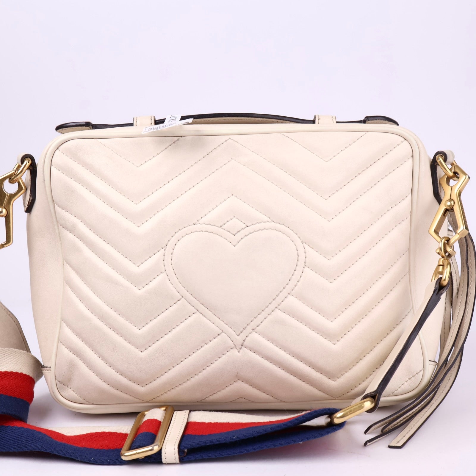 J2113 Gucci Small Calfskin GG Marmont Top Handle- Pre Owned