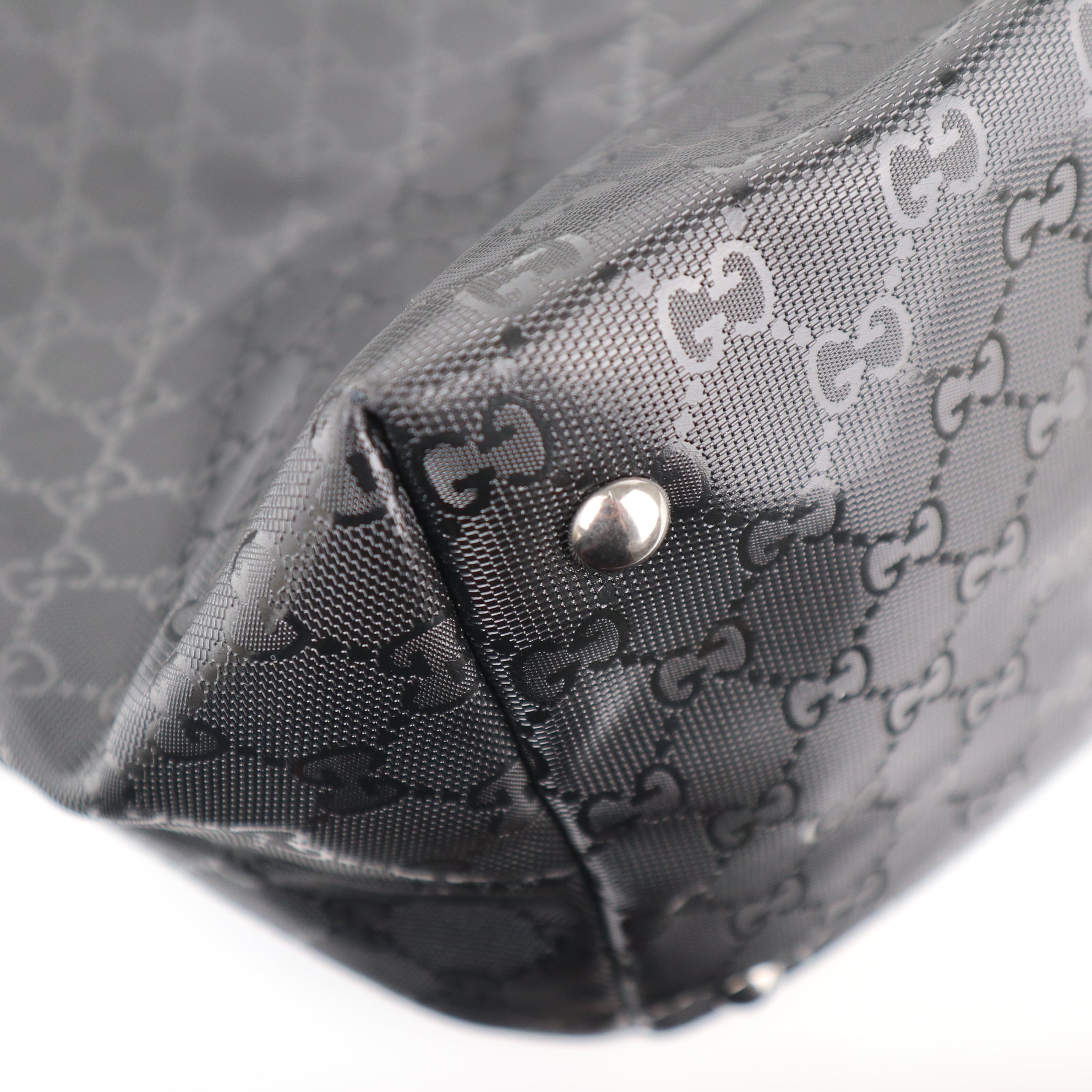 C2233 Gucci Tote Bag GG Stud Medium Joy | Pre-Owned Excellent Black Coated Canvas And Leather Trim