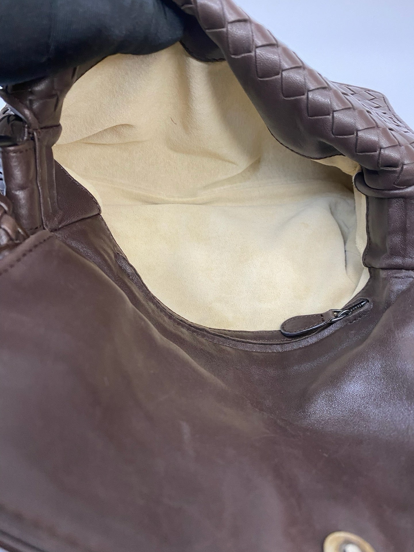 J2849 Bottega Veneta Shoulder Bag BV Dark Brown Intrecciato Double Flap Shoulder Bag | Pre-Owned Brown