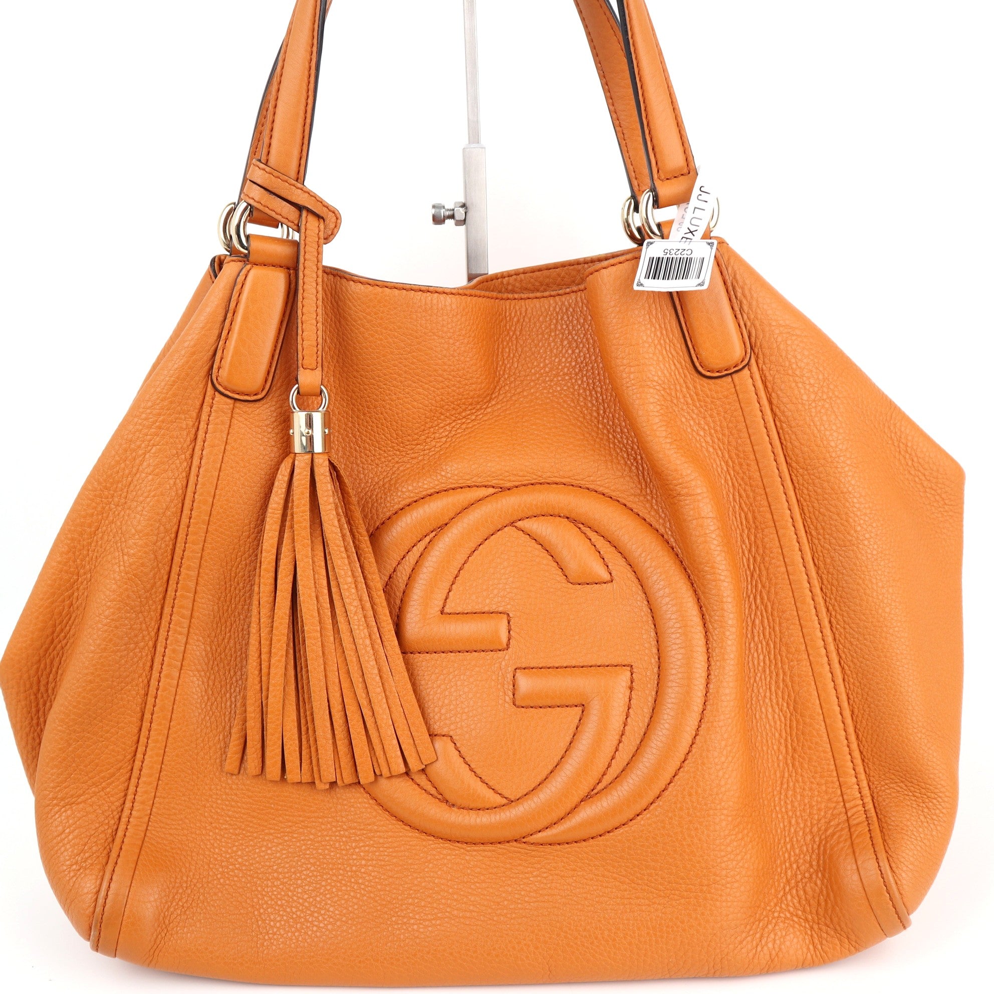 C2235 Gucci Shoulder Bag Soho | Pre-Owned Very Good Orange Pebbled Leather