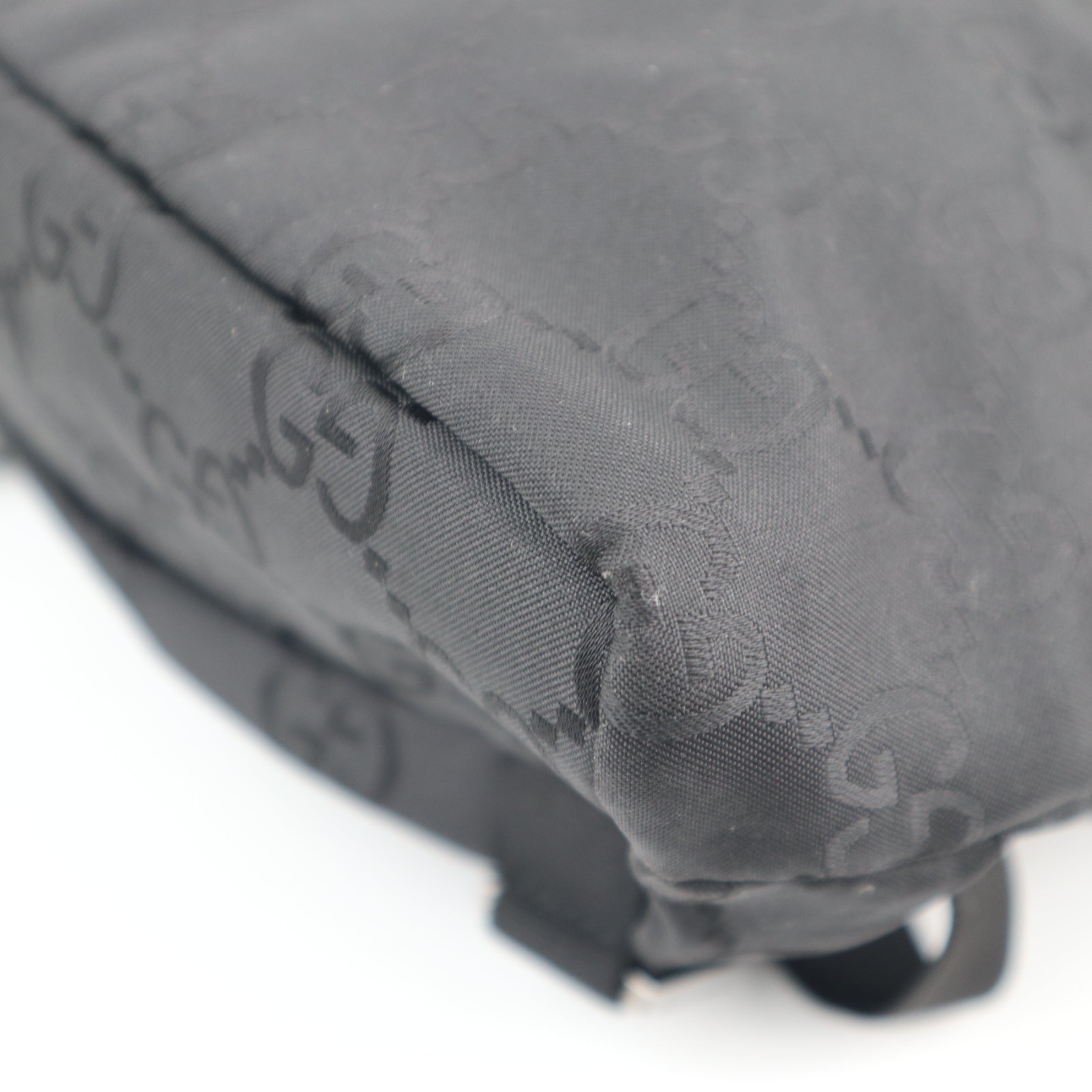 C2237 Gucci Backpack GG Small Backpack | Pre-Owned Very Good Black Canvas And Nylon With Leather Trim