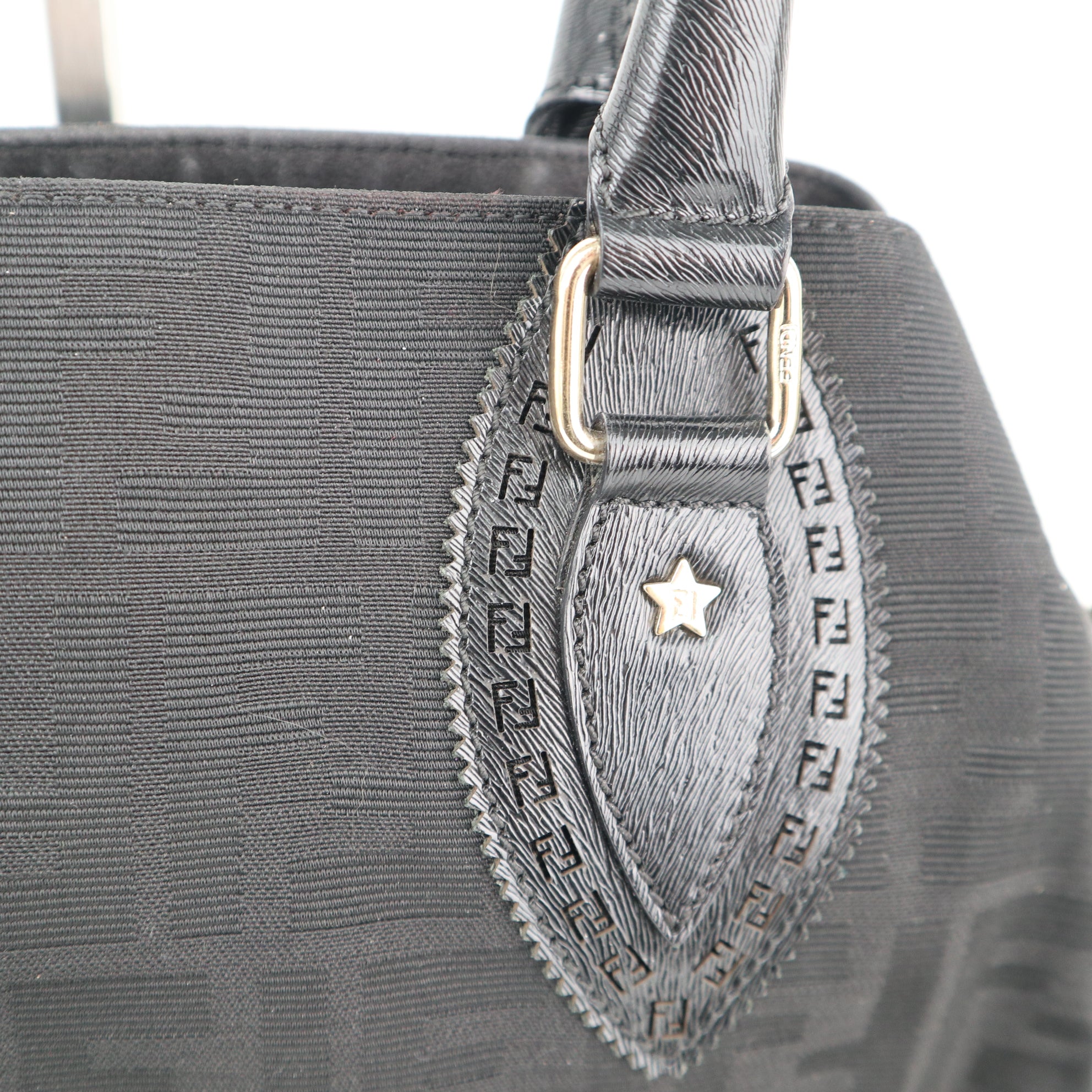 C2242 Fendi Shoulder Bag Zucca Medium Bag de Jour | Pre-Owned Very Good Black Canvas And Leather Trim