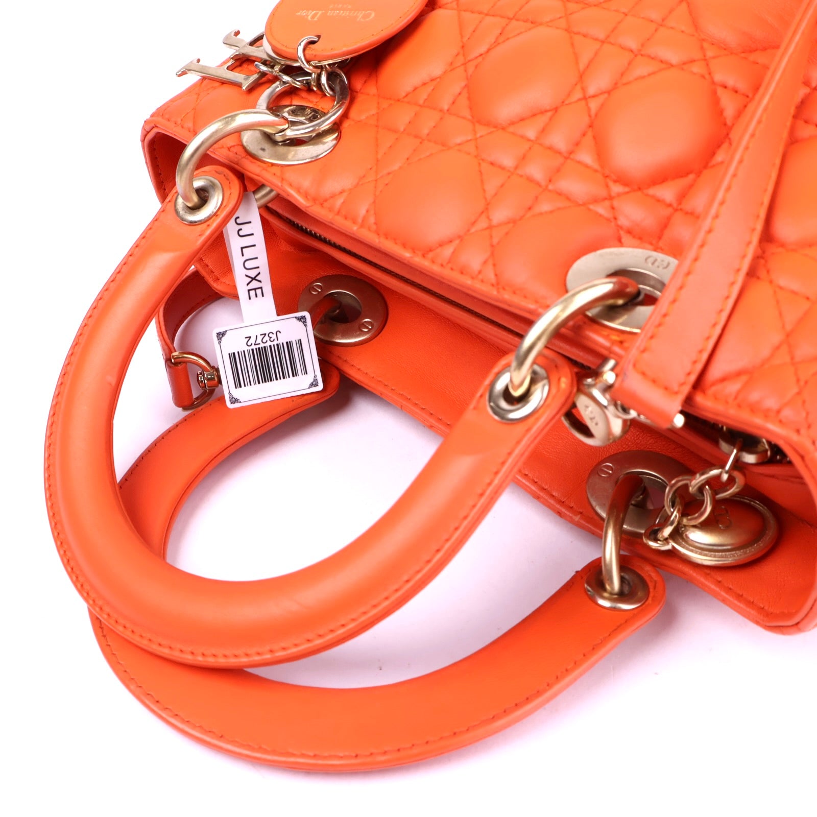 J3272 Christian Dior Orange Lambskin Medium Lady- Pre Owned