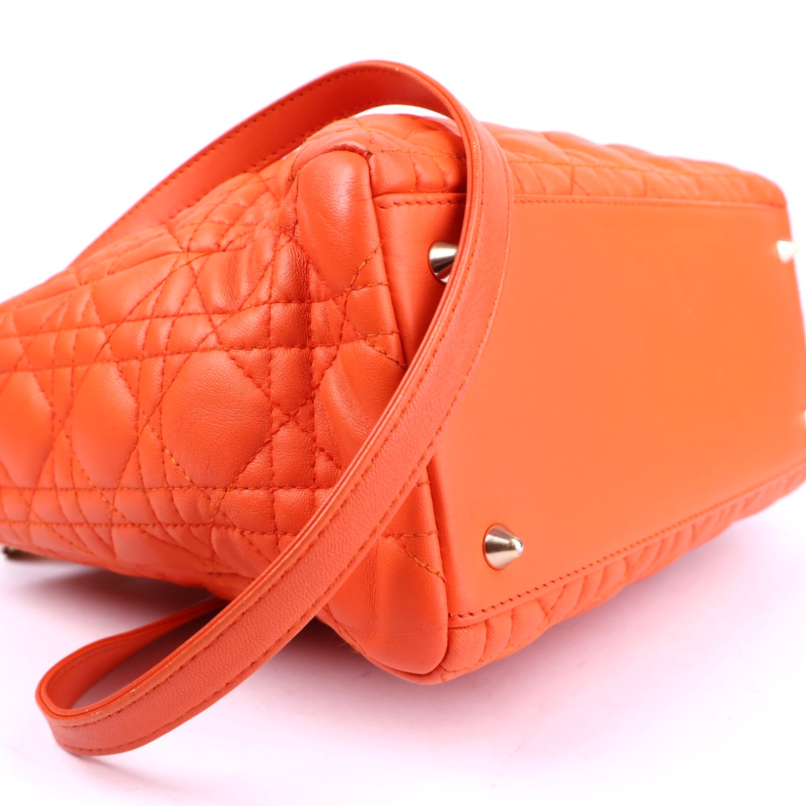 J3272 Christian Dior Orange Lambskin Medium Lady- Pre Owned