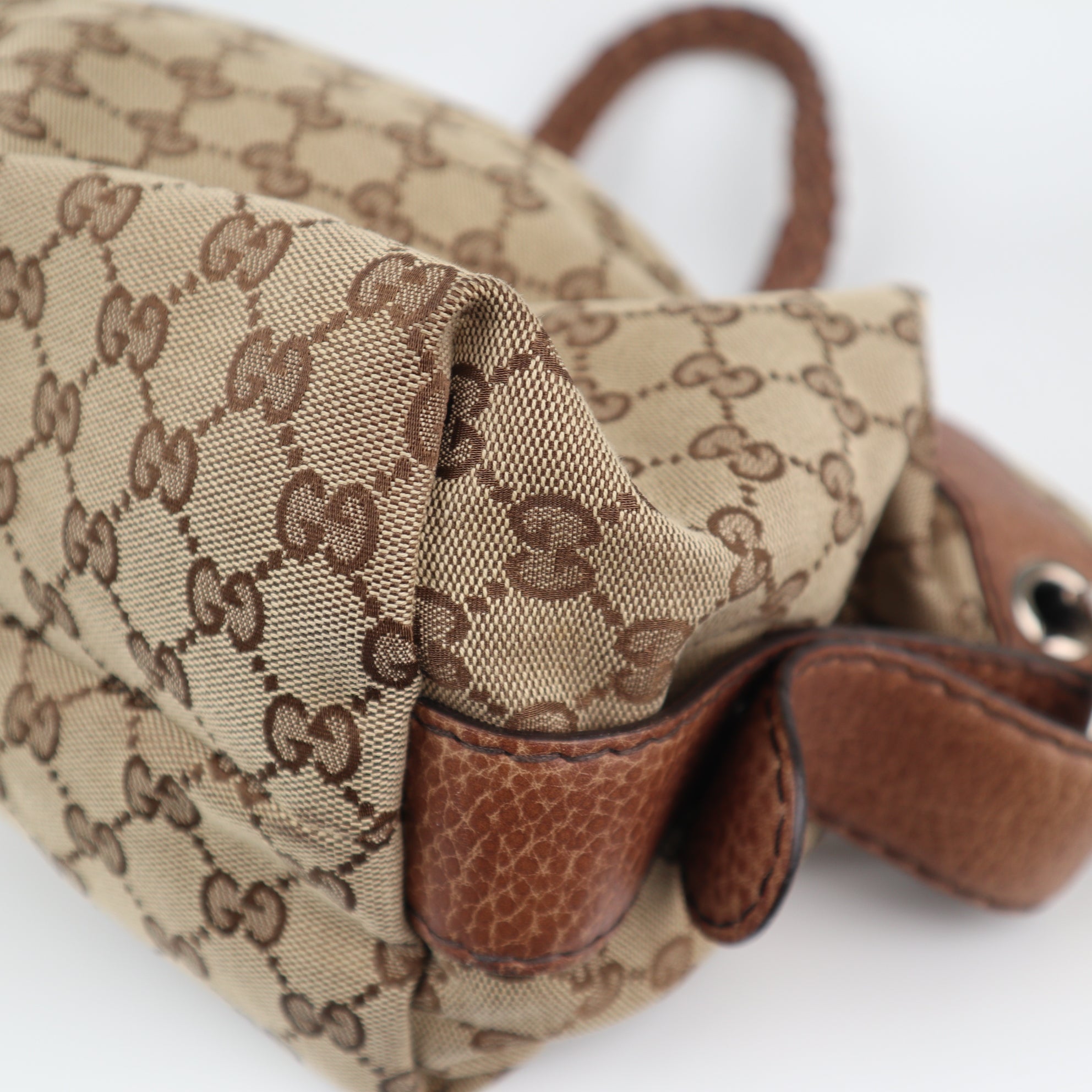 C2269 Gucci Tote Bag GG Canvas Bamboo Bar Tote Bag Large | Pre-Owned Very Good Brown Canvas GG Monogram