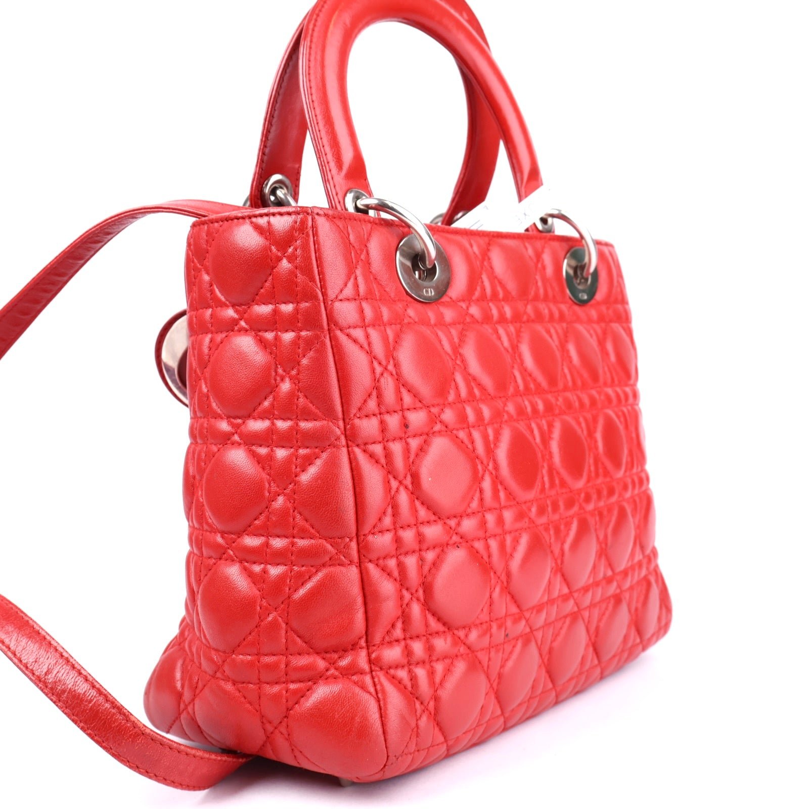 J3279 Christian Dior Red Quilted Lambskin Leather- Pre Owned