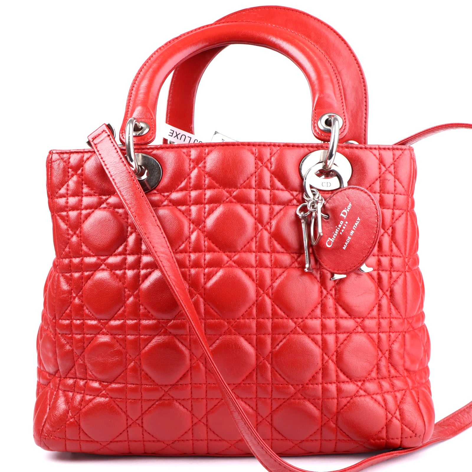 J3279 Christian Dior Red Quilted Lambskin Leather- Pre Owned