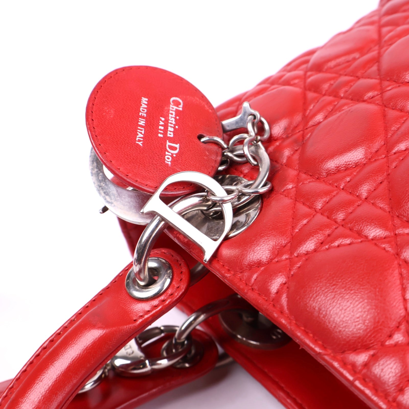 J3279 Christian Dior Red Quilted Lambskin Leather- Pre Owned