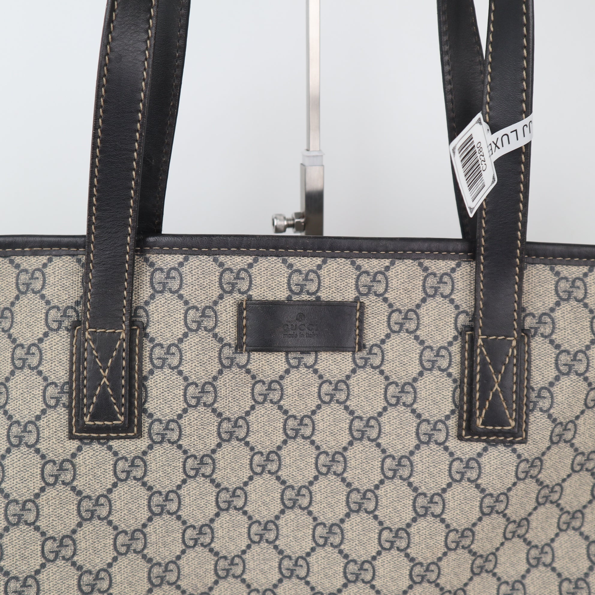 C2280 Gucci Tote Bag GG Supreme Canvas Large Tote Bag | Pre-Owned Very Good Brown Canvas GG Supreme