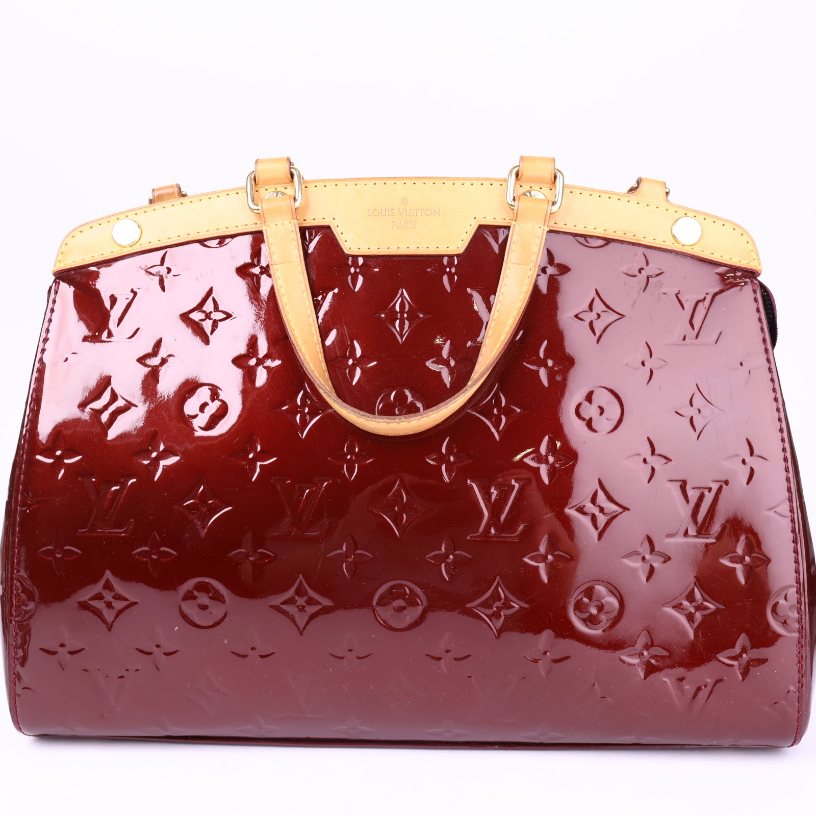 J2134 Louis Vuitton Rouge Fauviste Monogram Vernis Brea MM Bag- Pre Owned