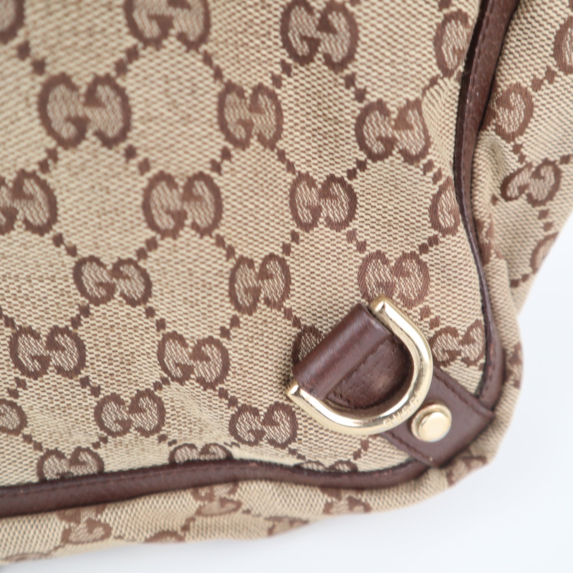 C2294 Gucci Tote Bag Abbey D Ring Tote Bag Beige GG Canvas Brown Leather | Pre-Owned Very Good Beige GG Canvas Canvas, Leather