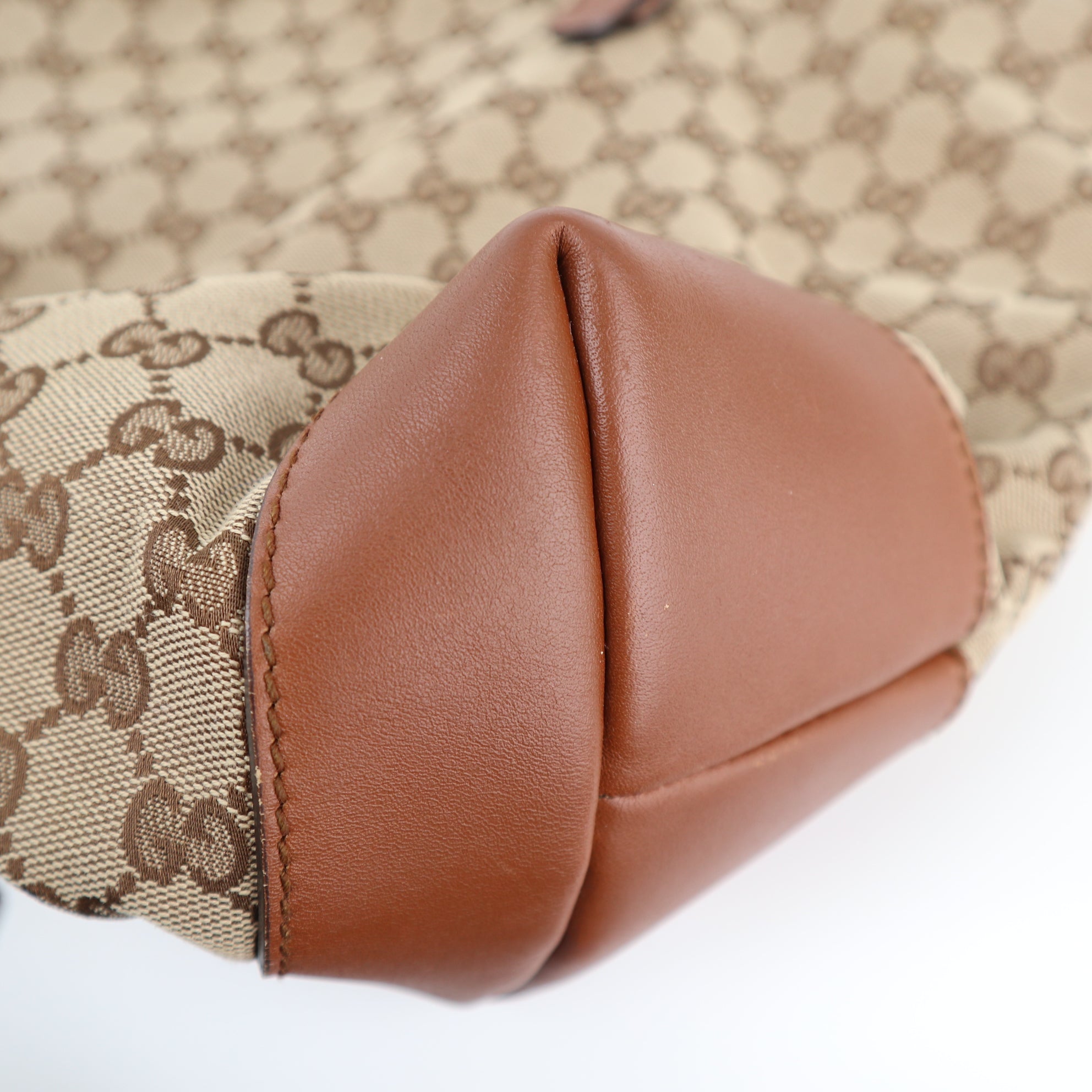 C2297 Gucci Tote Bag GG Canvas Web | Pre-Owned Excellent Brown GG Canvas Canvas