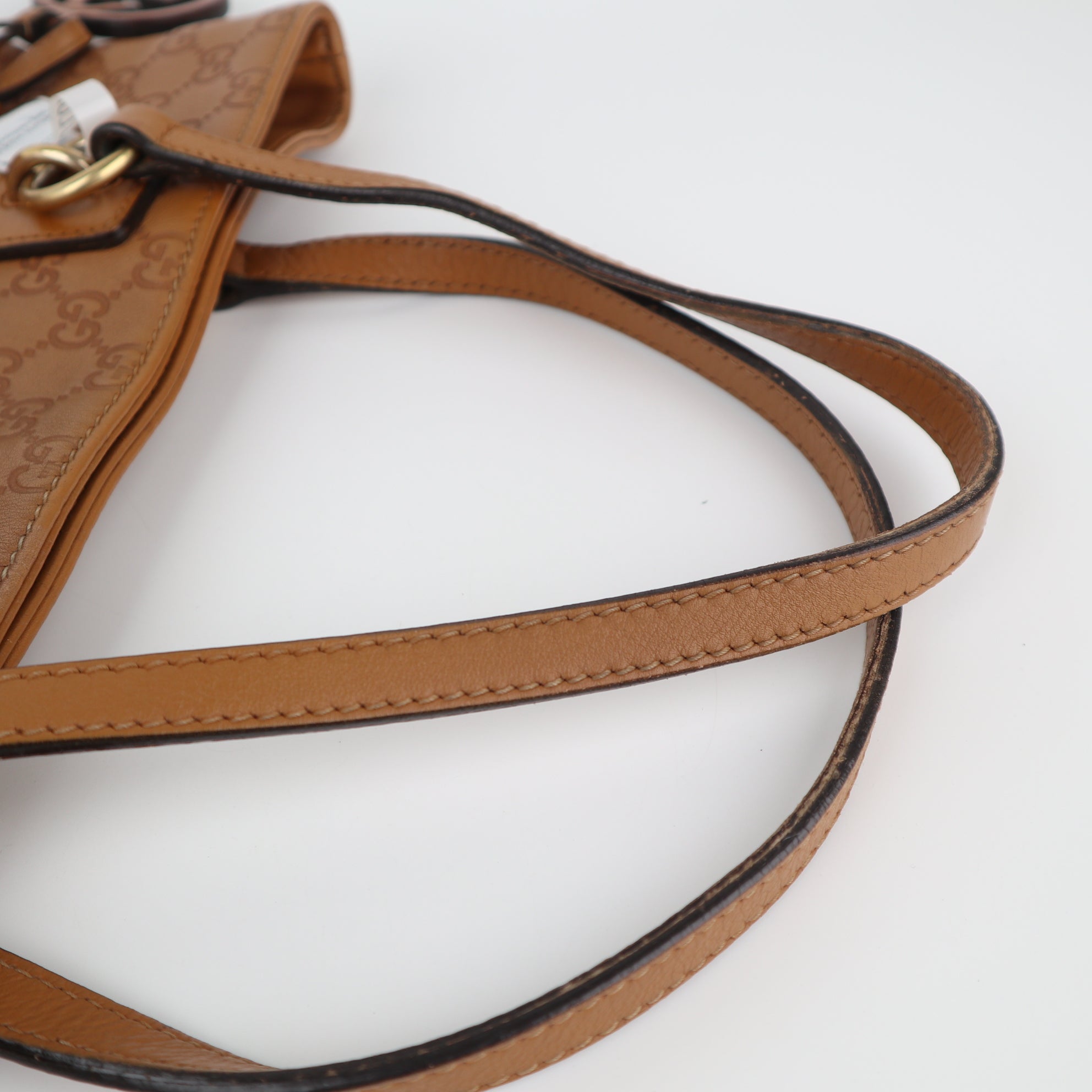 C2298 Gucci Tote Bag Guccissima GG Charm Medium | Pre-Owned Excellent Brown Guccissima Leather