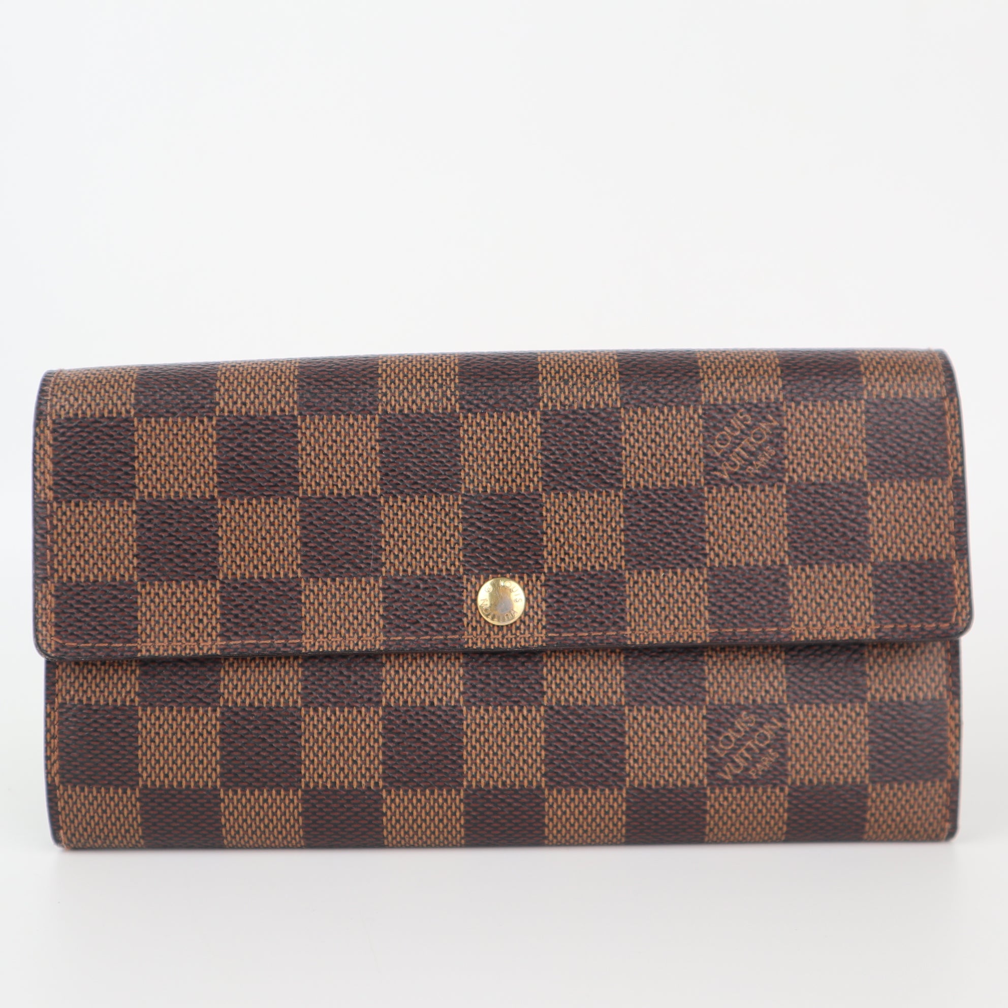 C2302 Louis Vuitton Wallet Damier Ebene Sarah Wallet | Pre-Owned Very Good Brown Damier Ebene Canvas