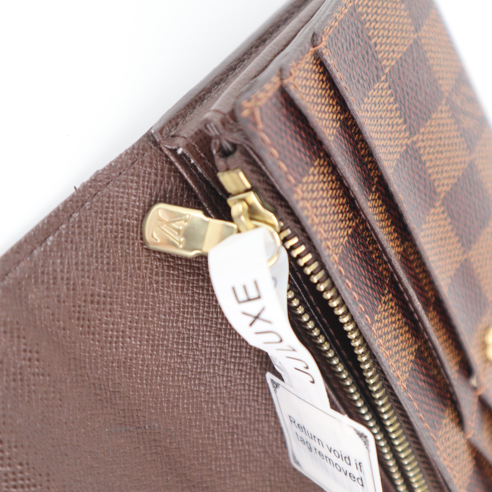 C2302 Louis Vuitton Wallet Damier Ebene Sarah Wallet | Pre-Owned Very Good Brown Damier Ebene Canvas