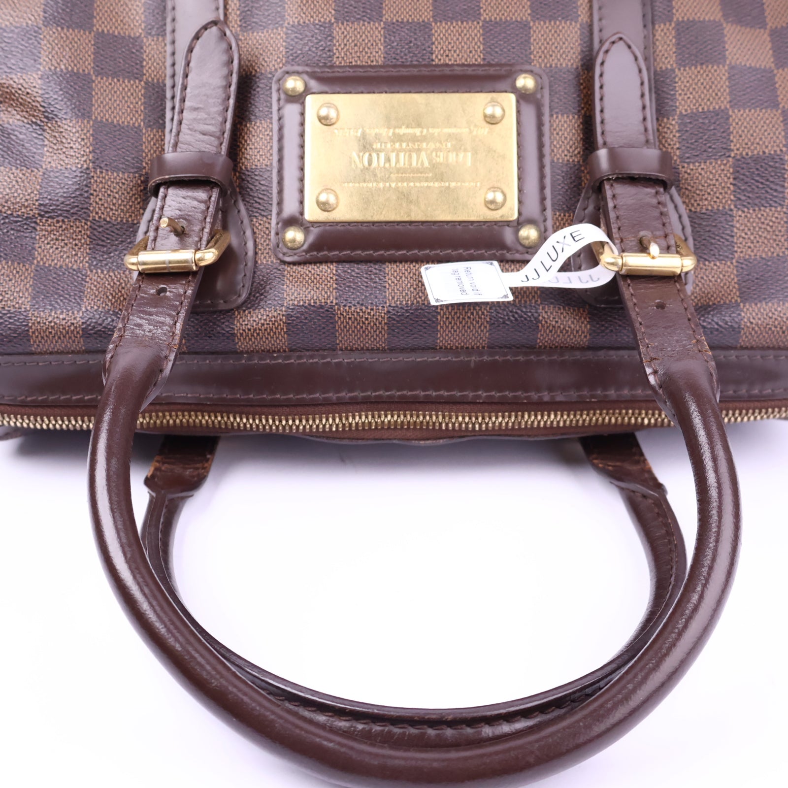 Louis Vuitton Damier Ebene Berkeley Brown Top Handle Bag J3312R | Pre-Owned Like New Brown Damier Ebene Coated canvas