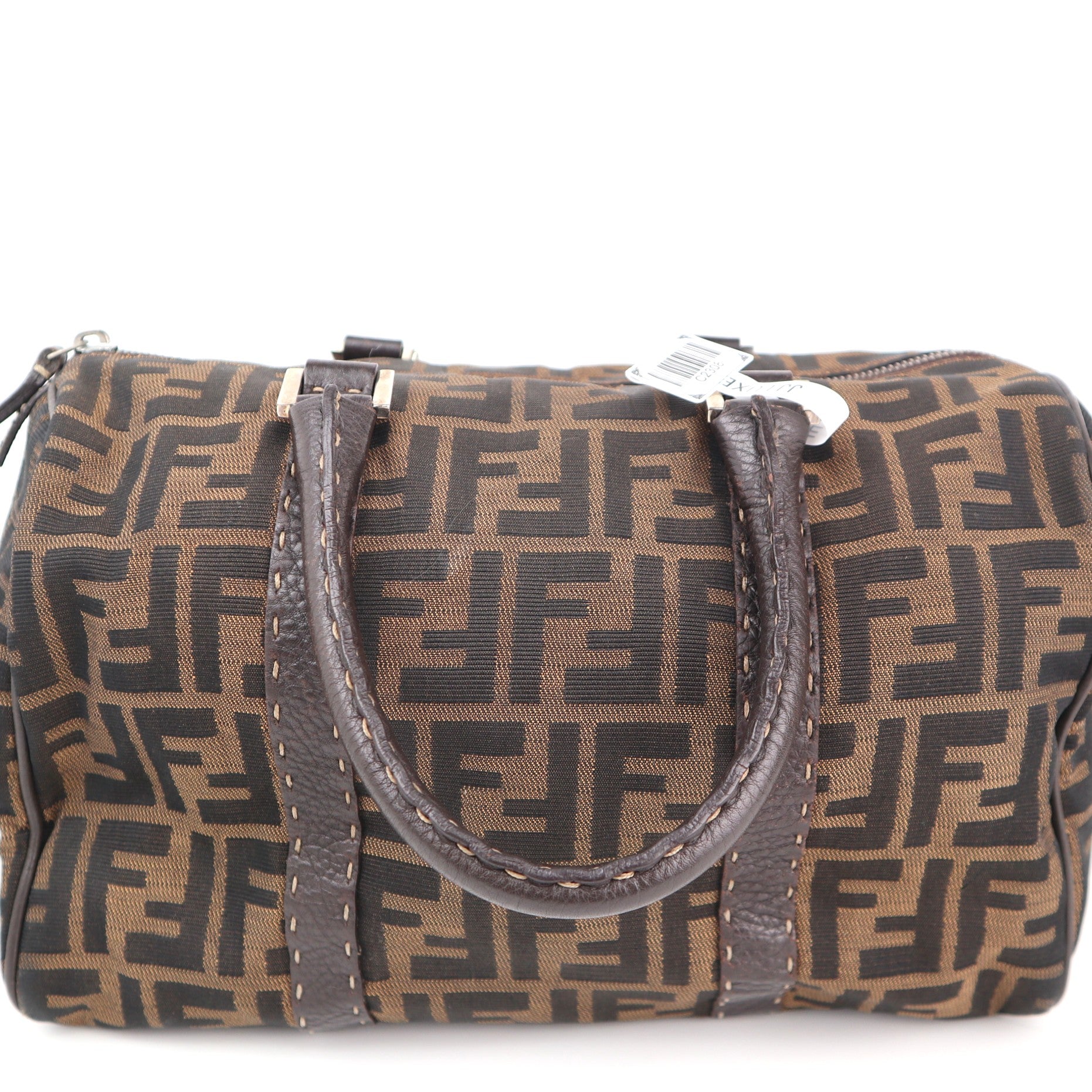 C2308 Fendi Top Handle Bag Zucca Boston | Pre-Owned Very Good Brown FF Monogram Canvas