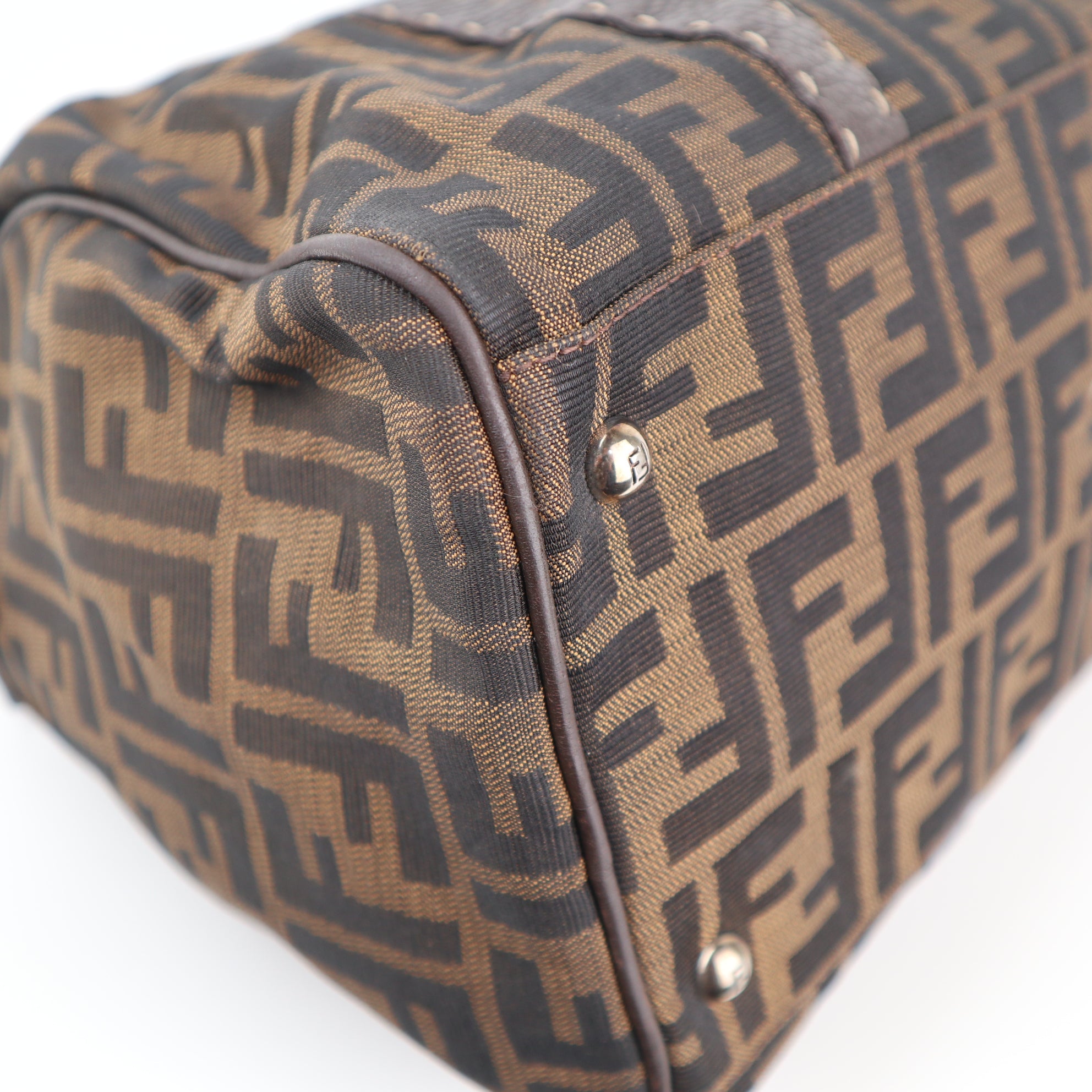 C2308 Fendi Top Handle Bag Zucca Boston | Pre-Owned Very Good Brown FF Monogram Canvas