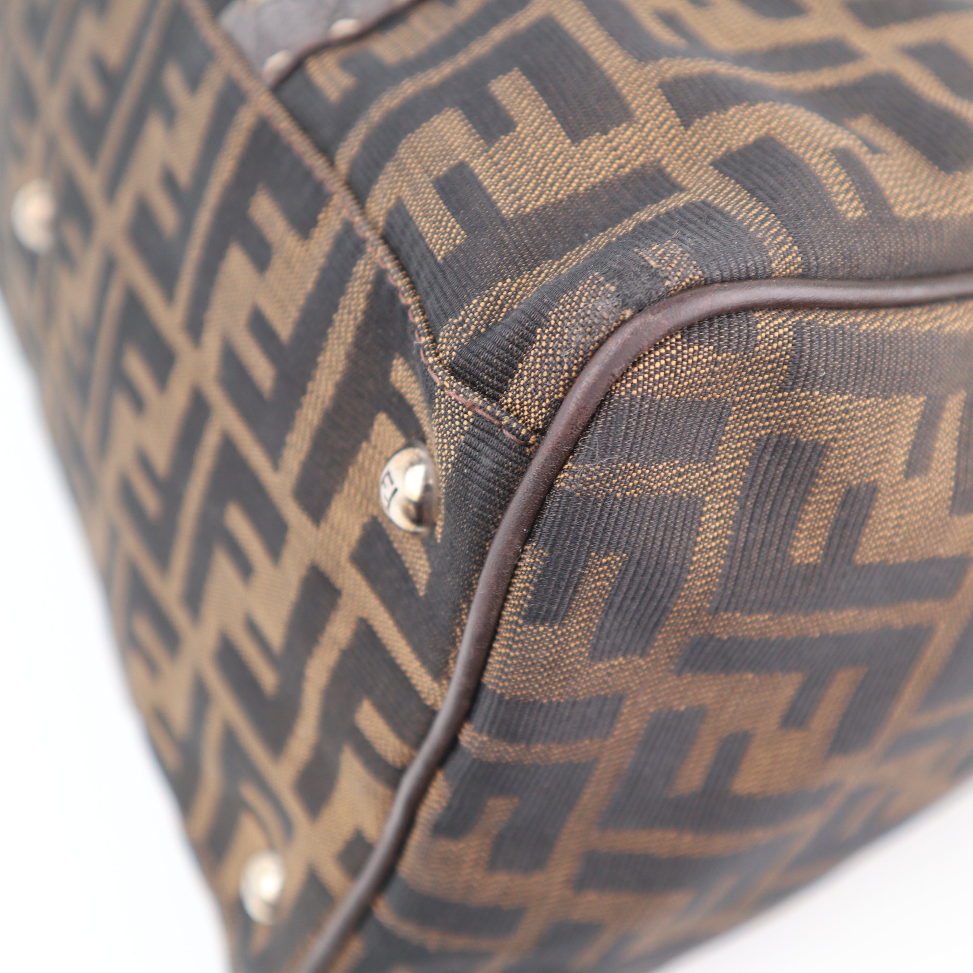 C2308 Fendi Top Handle Bag Zucca Boston | Pre-Owned Very Good Brown FF Monogram Canvas