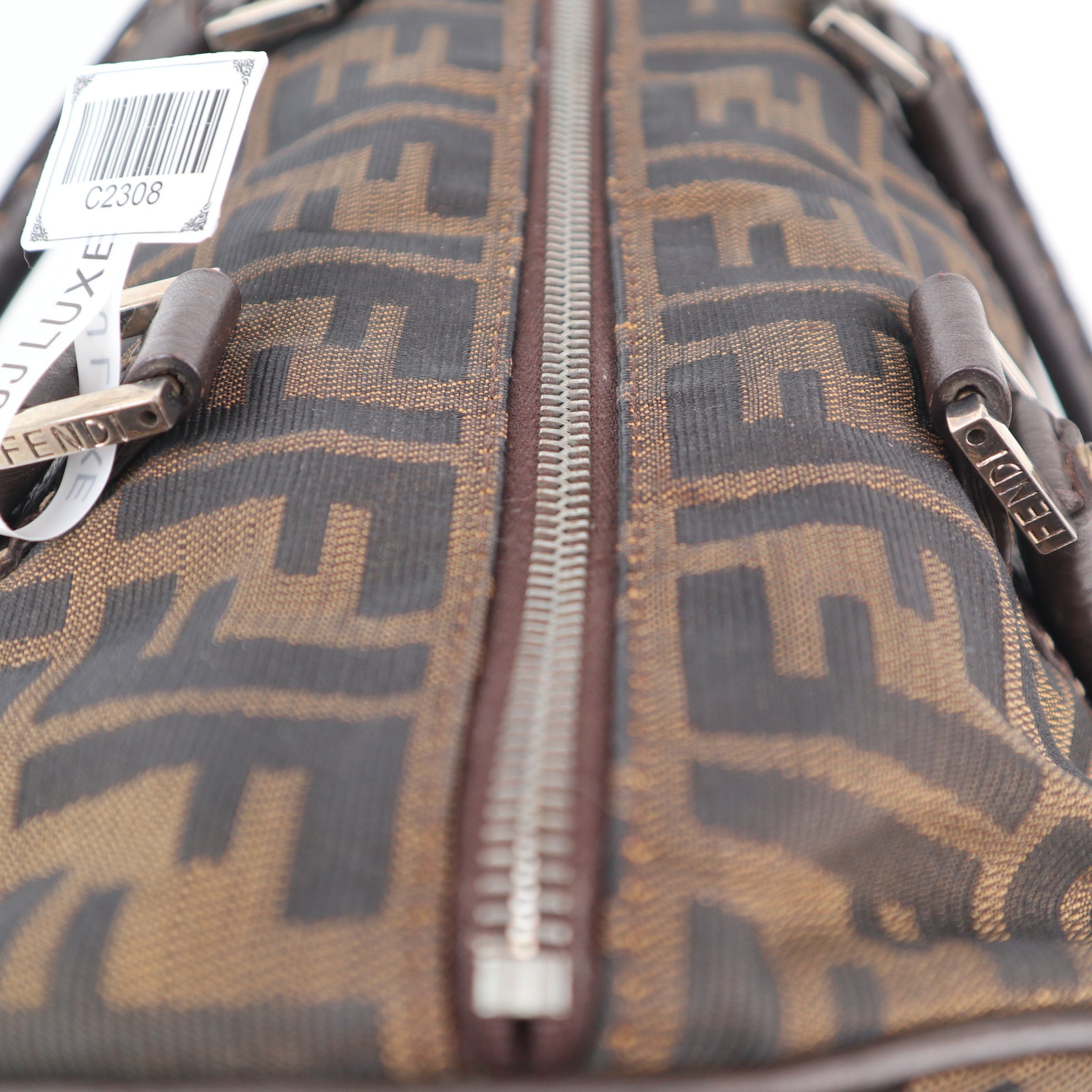 C2308 Fendi Top Handle Bag Zucca Boston | Pre-Owned Very Good Brown FF Monogram Canvas