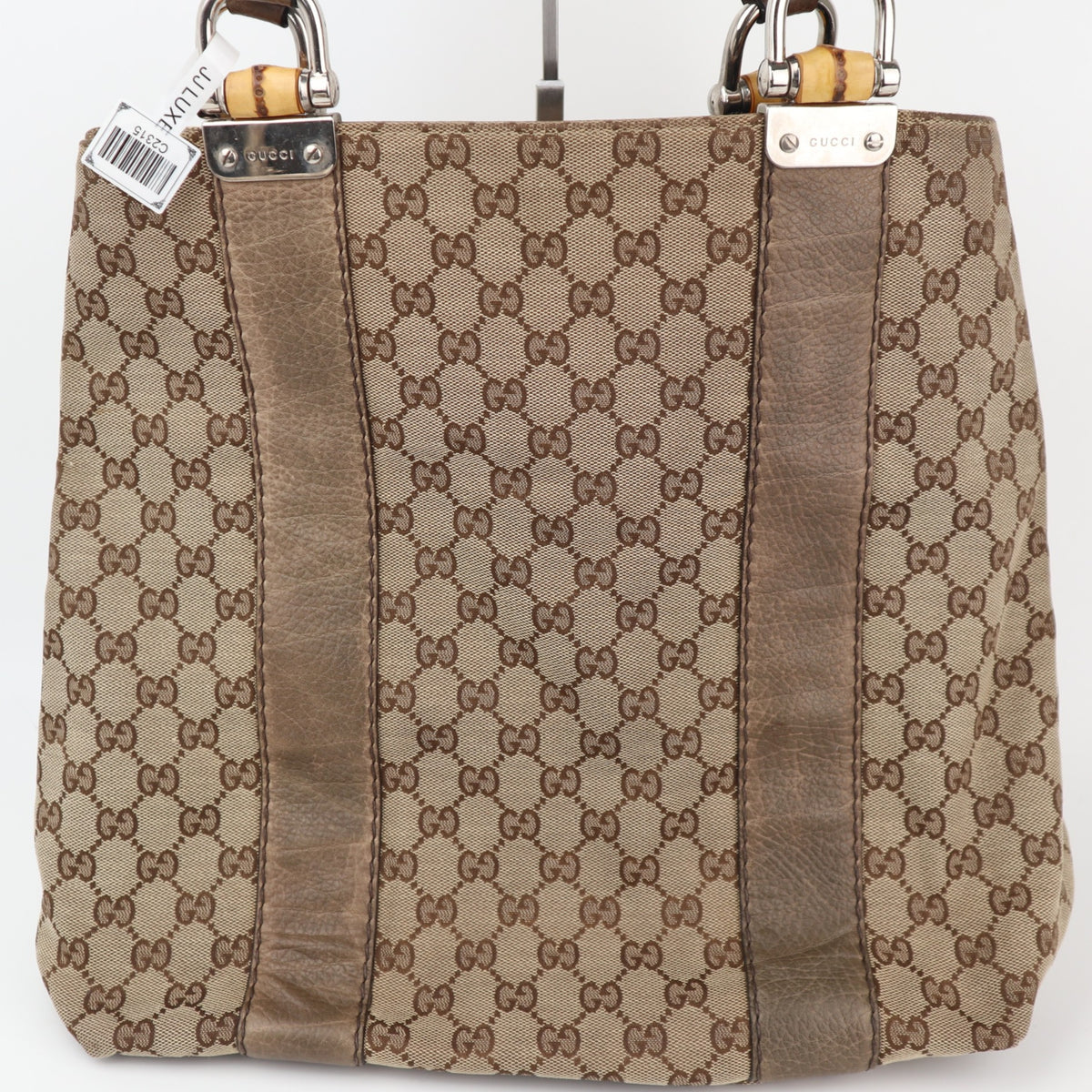 C2315 Gucci Tote Bag GG Canvas Bamboo Bar Brown Totes | Pre-Owned Excellent Brown GG Monogram Canvas