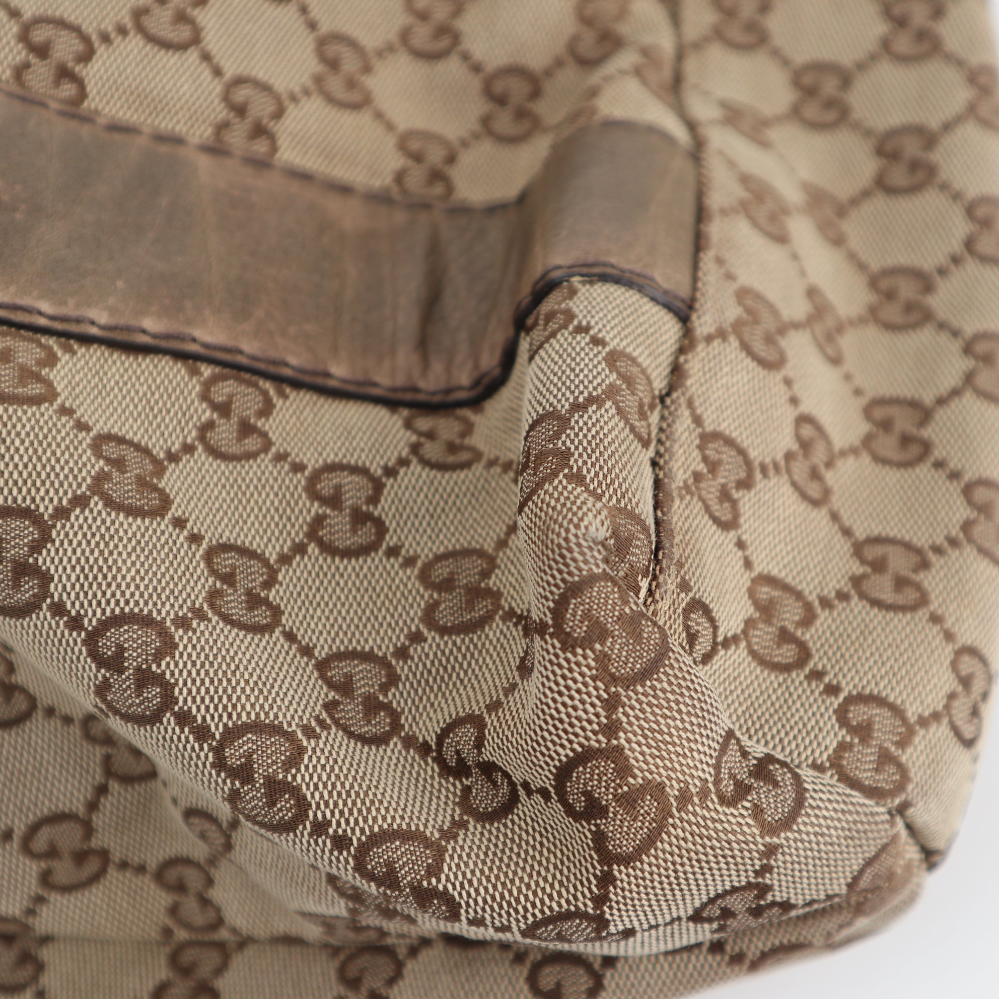C2315 Gucci Tote Bag GG Canvas Bamboo Bar Brown Totes | Pre-Owned Excellent Brown GG Monogram Canvas
