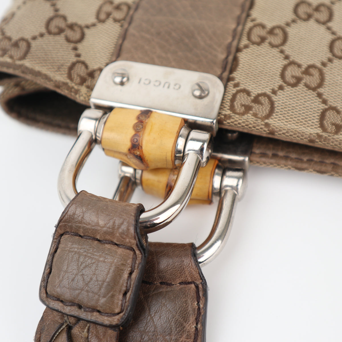 C2315 Gucci Tote Bag GG Canvas Bamboo Bar Brown Totes | Pre-Owned Excellent Brown GG Monogram Canvas