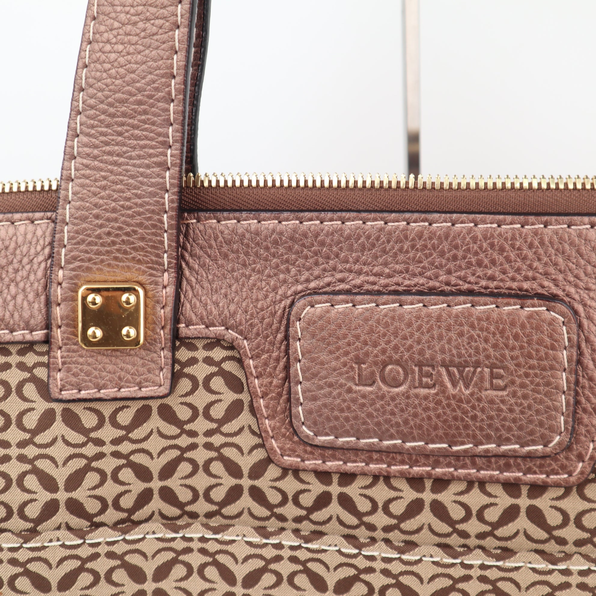 C2316 Loewe Tote Bag Canvas Tote Vintage Brown | Pre-Owned Very Good Brown Canvas