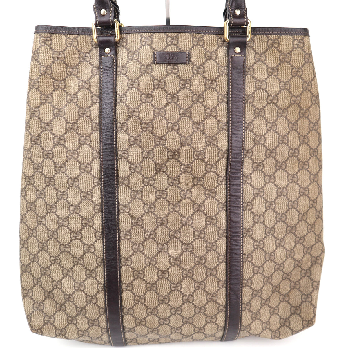 C2317 Gucci Tote Bag GG Canvas Tote Vertical | Pre-Owned Very Good Brown GG Monogram Canvas