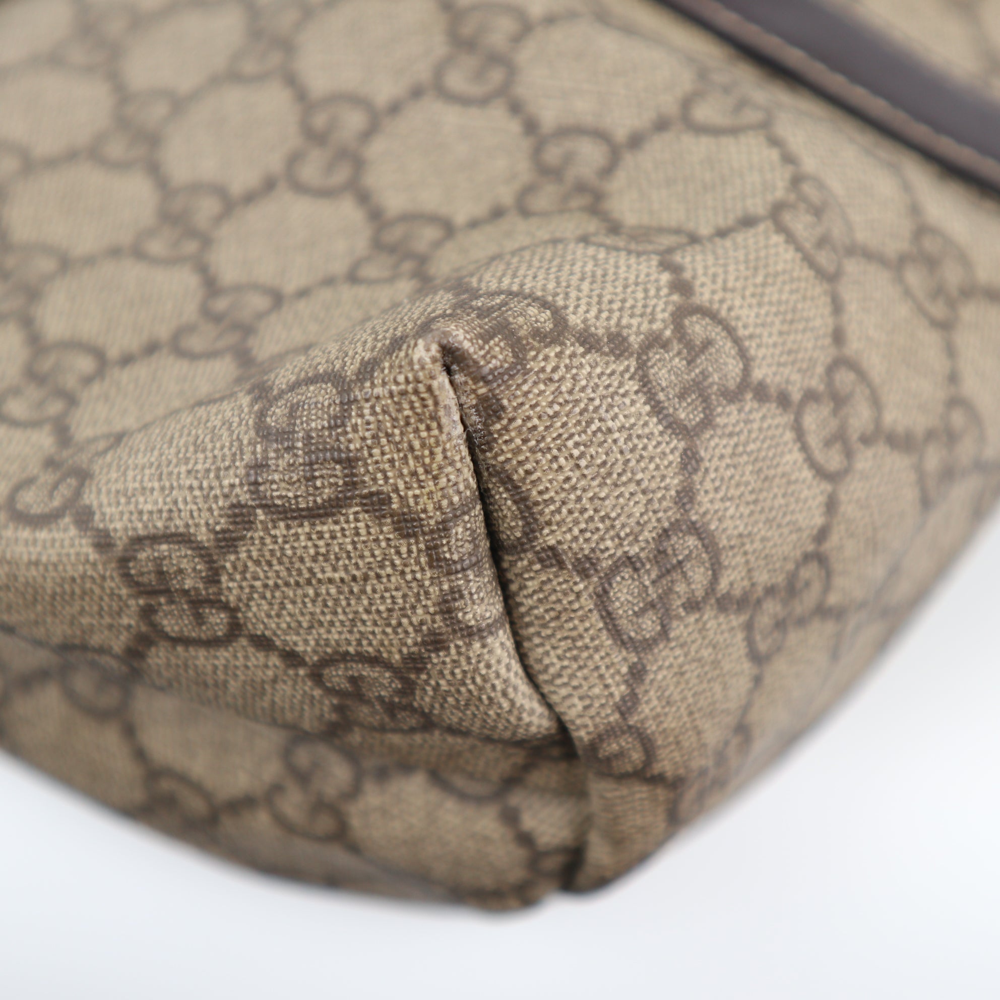 C2317 Gucci Tote Bag GG Canvas Tote Vertical | Pre-Owned Very Good Brown GG Monogram Canvas